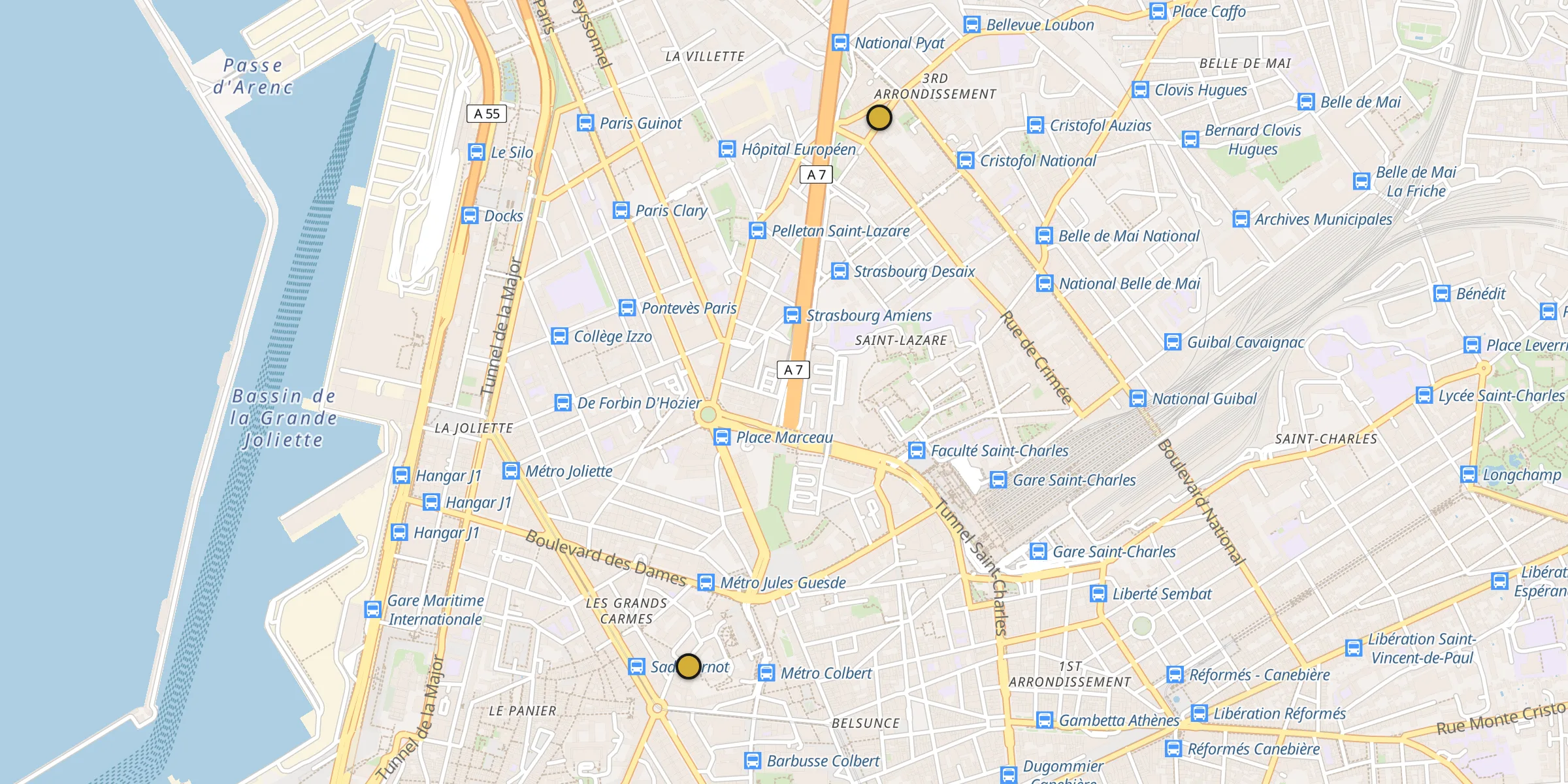Carte des mosquées à Marseille