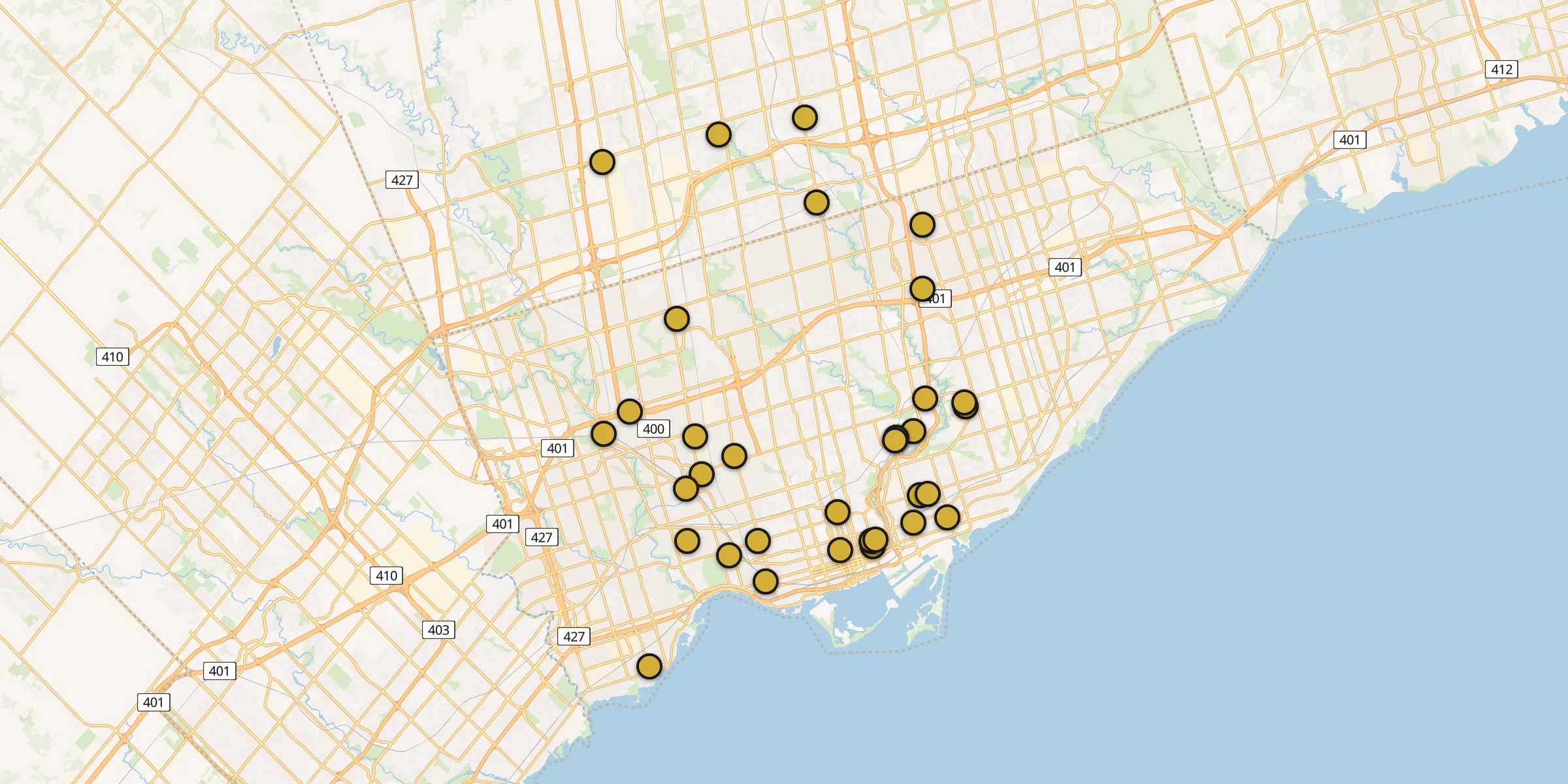 Carte des mosquées à Toronto