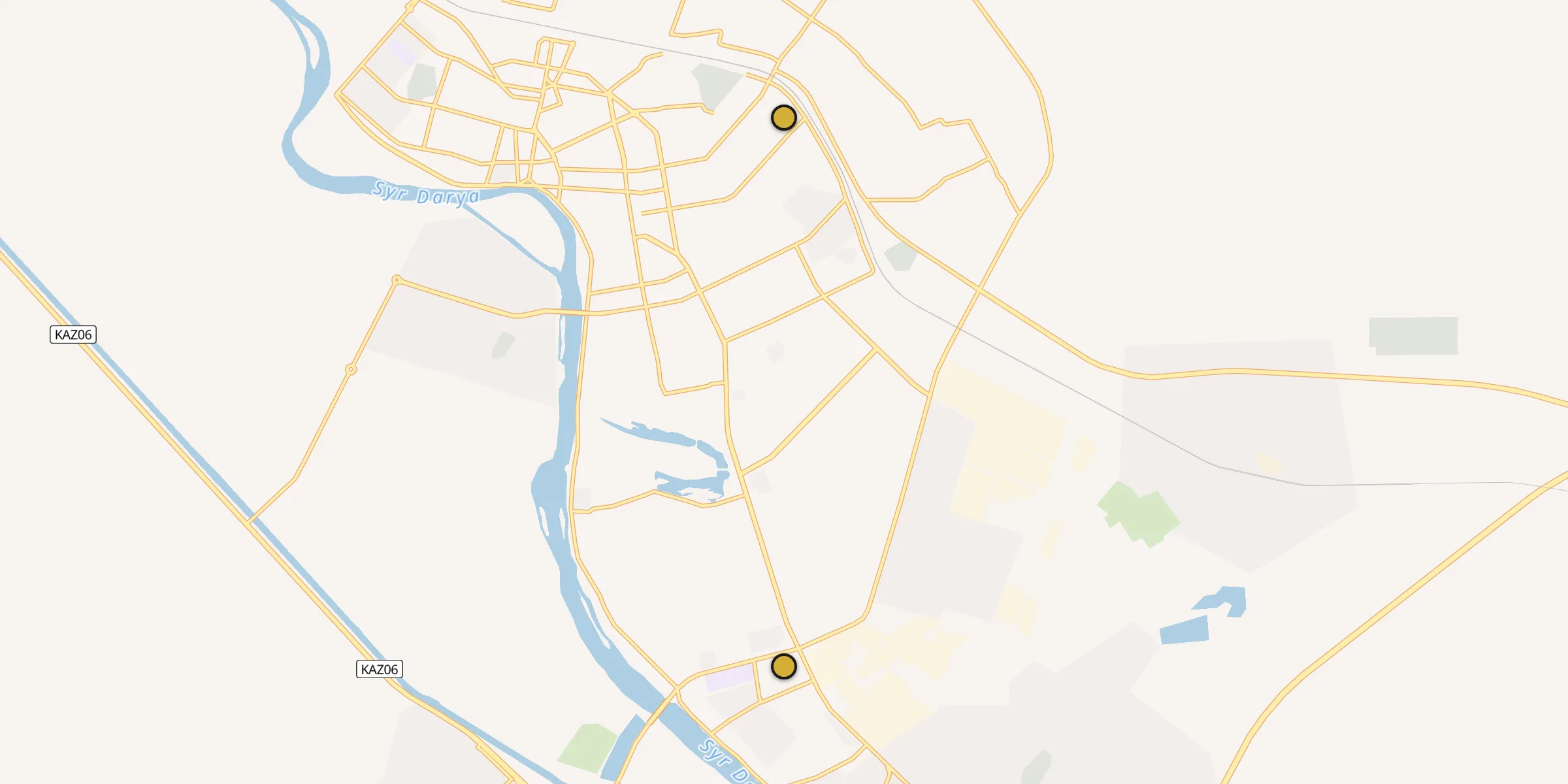 Plan des mosquées à Kyzylorda : cliquez sur un point pour voir la fiche