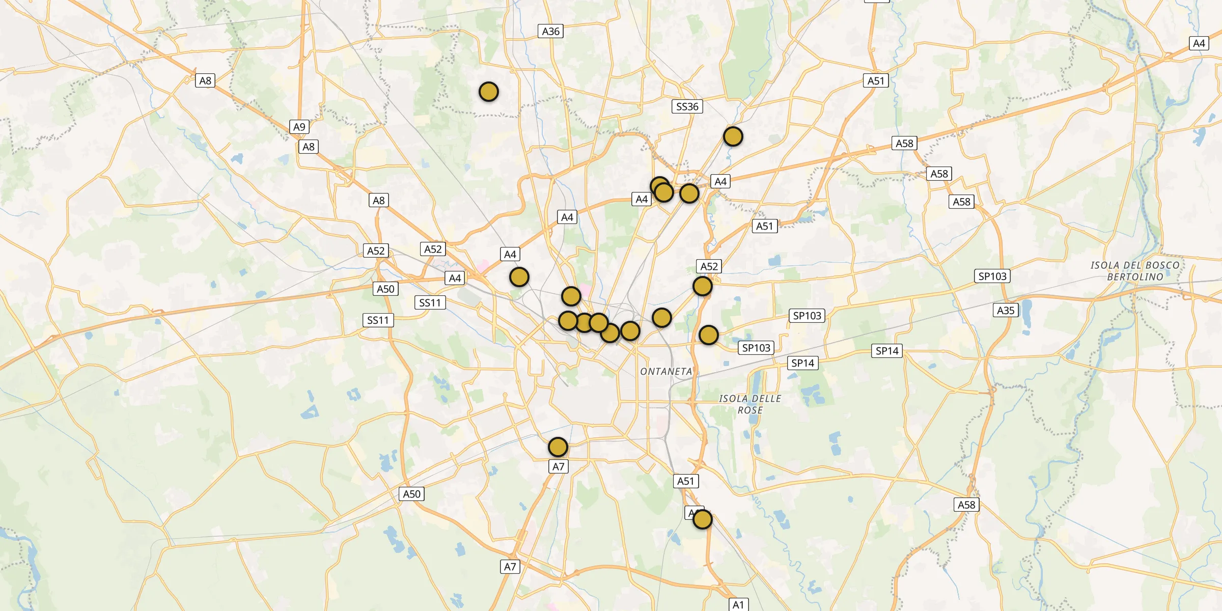 Carte des mosquées à Milan