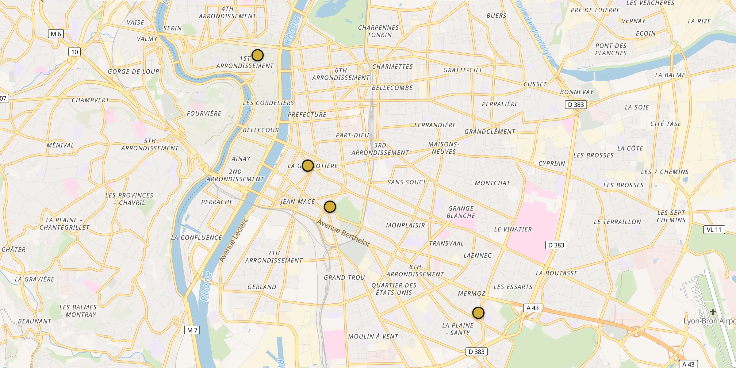 Carte des mosquées à Lyon