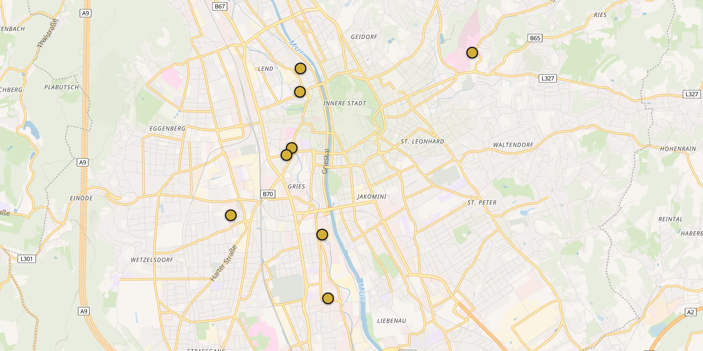 Carte des mosquées à Graz