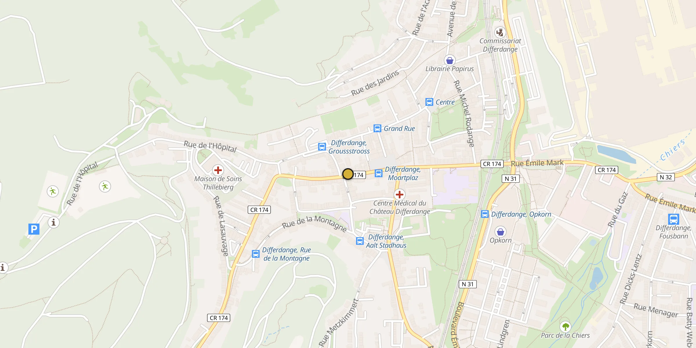 Plan des mosquées à Differdange : cliquez sur un point pour voir la fiche