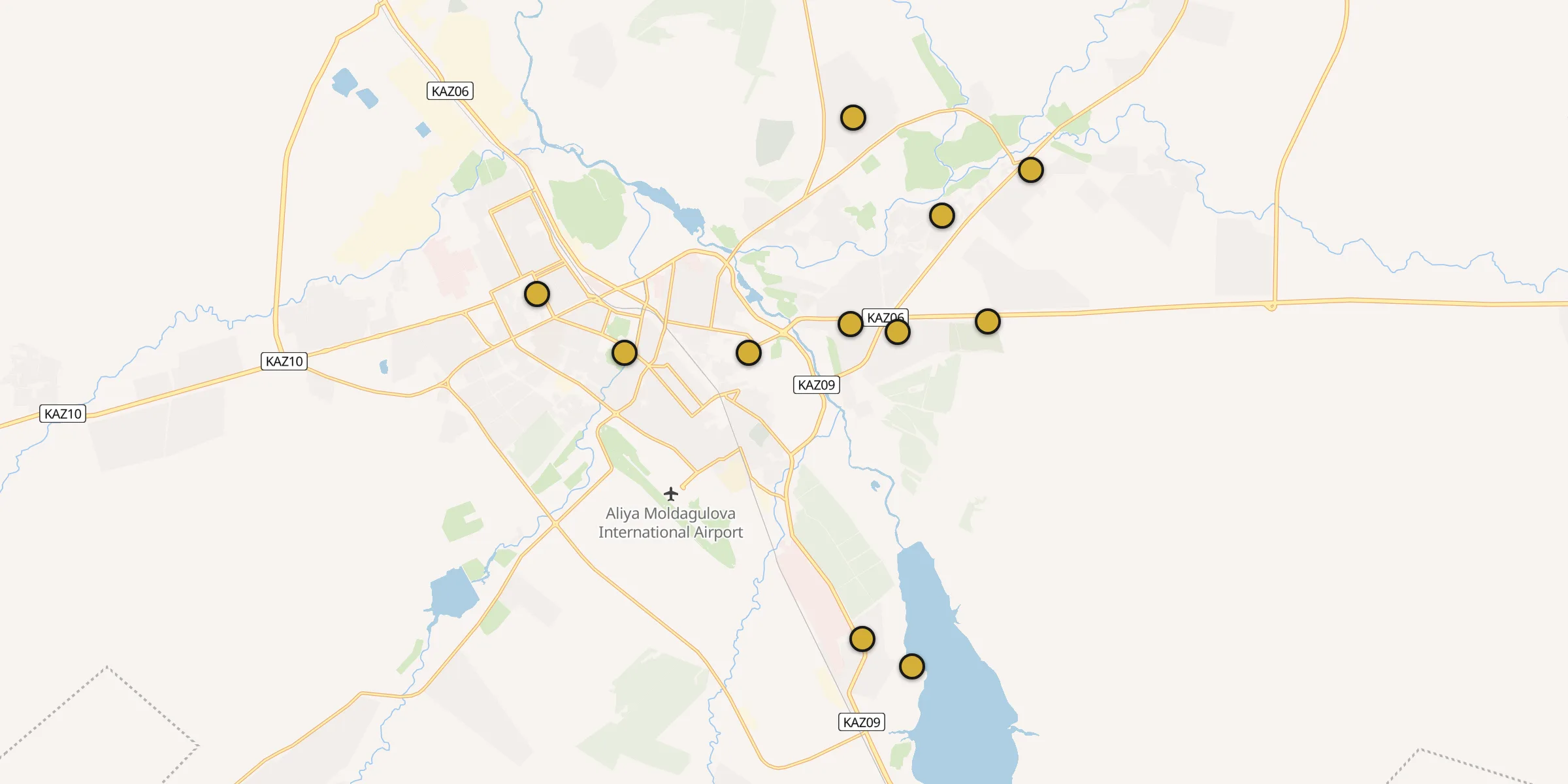 Carte des mosquées à Aktioubé