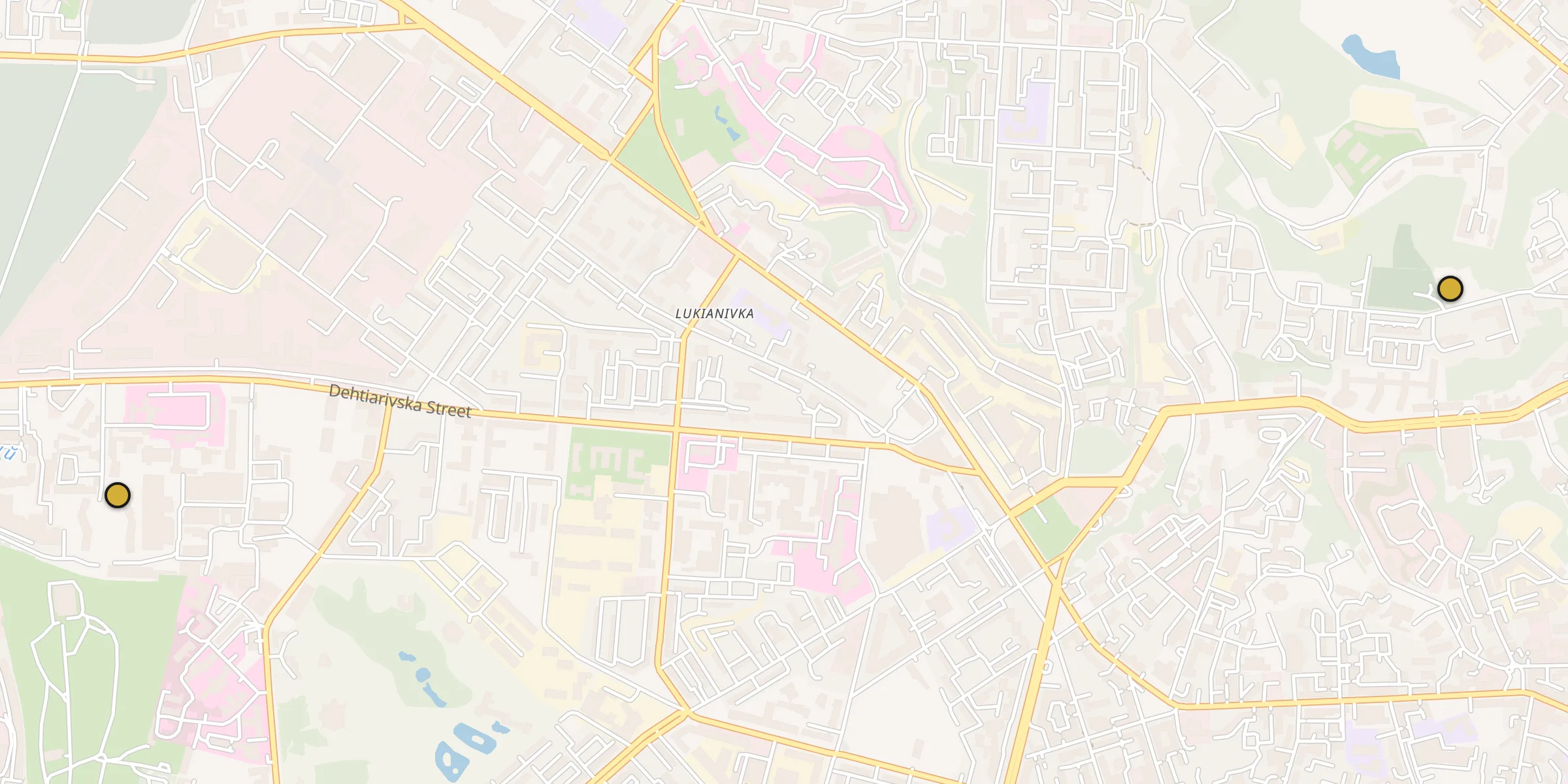 Plan des mosquées à Kiev : cliquez sur un point pour voir la fiche