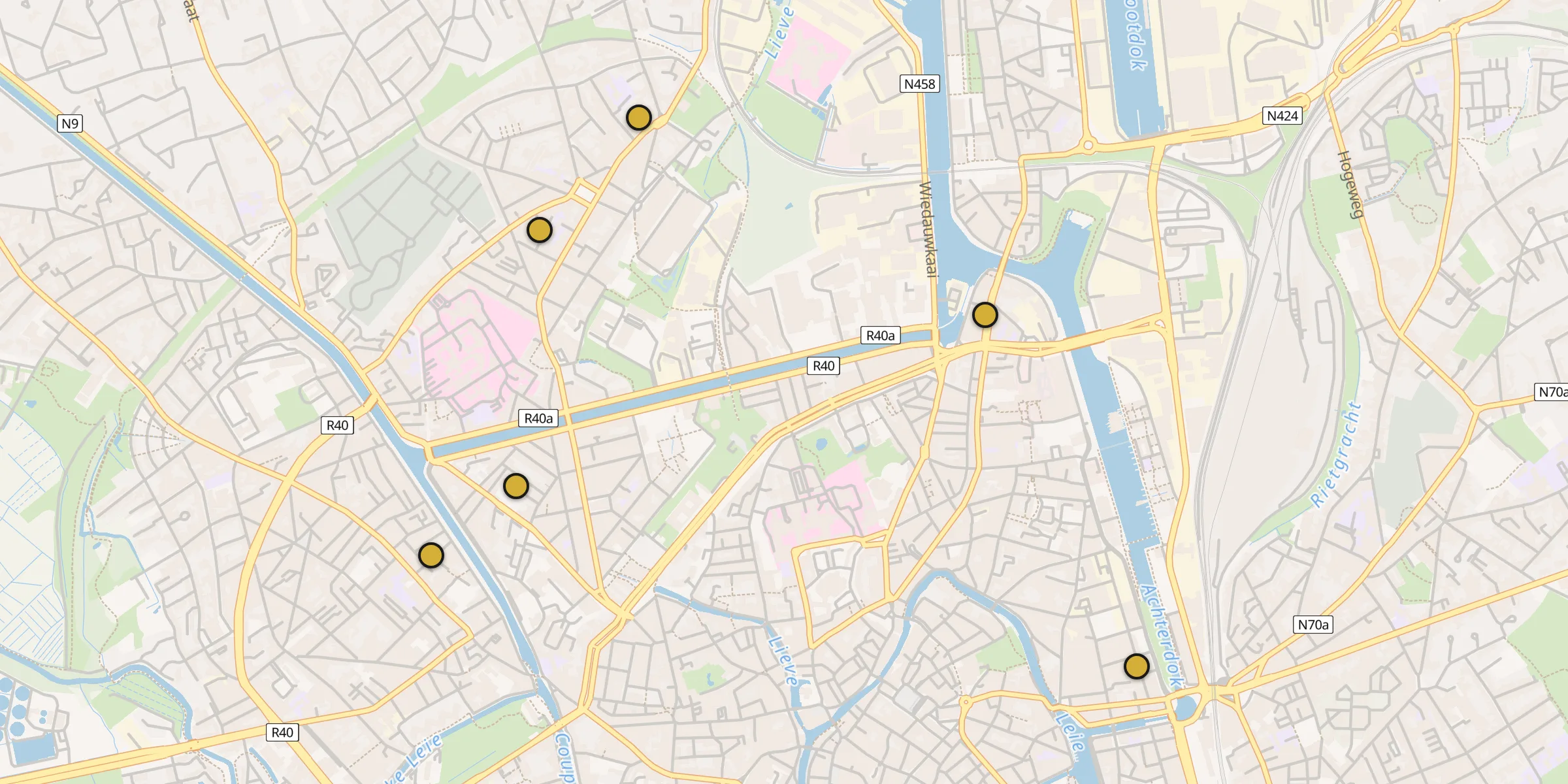 Carte des mosquées à Gand