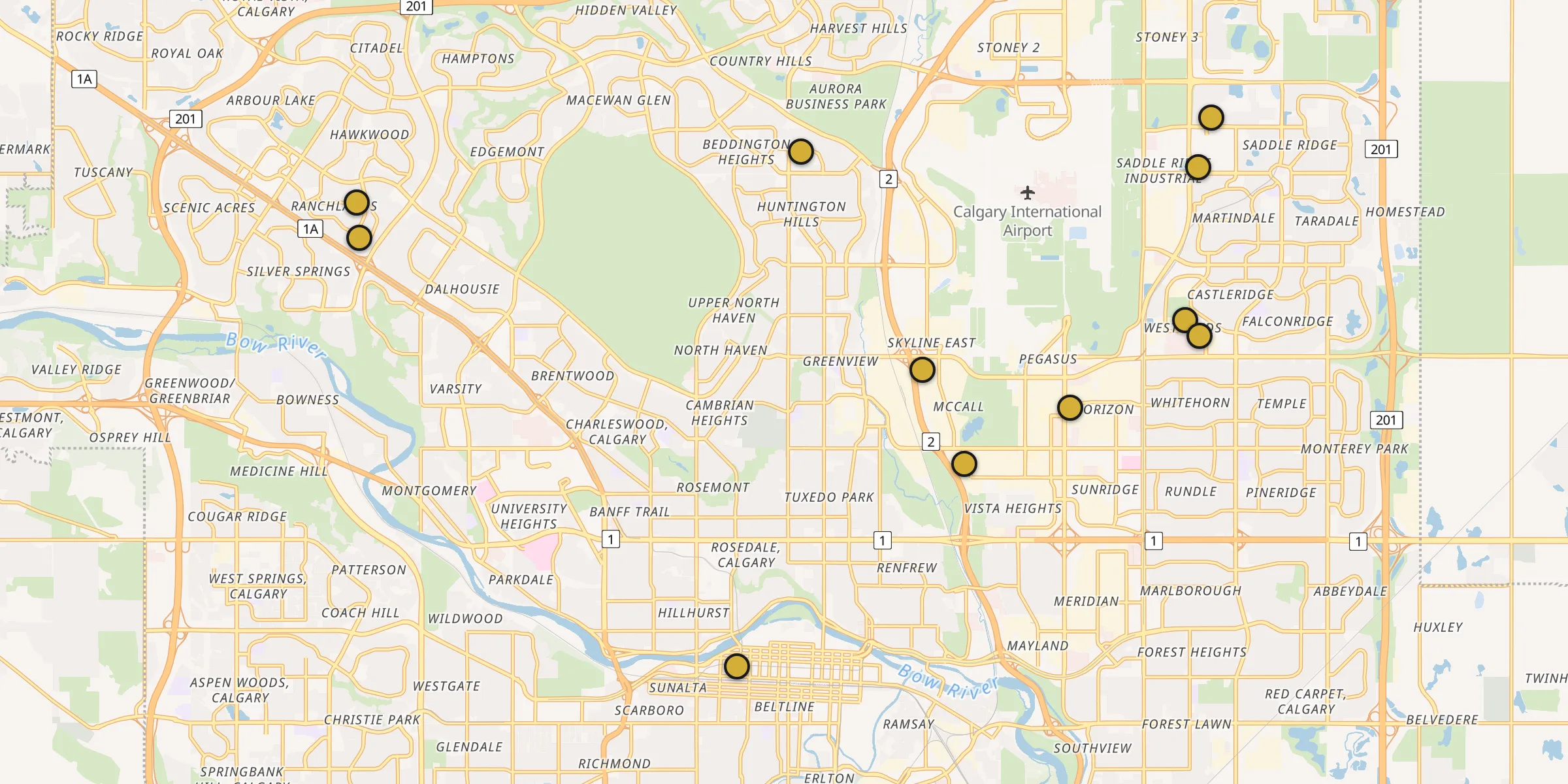 Carte des mosquées à Calgary