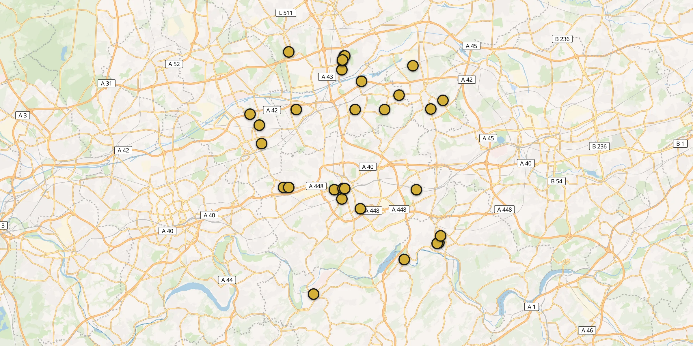 Plan des mosquées à Bochum : cliquez sur un point pour voir la fiche