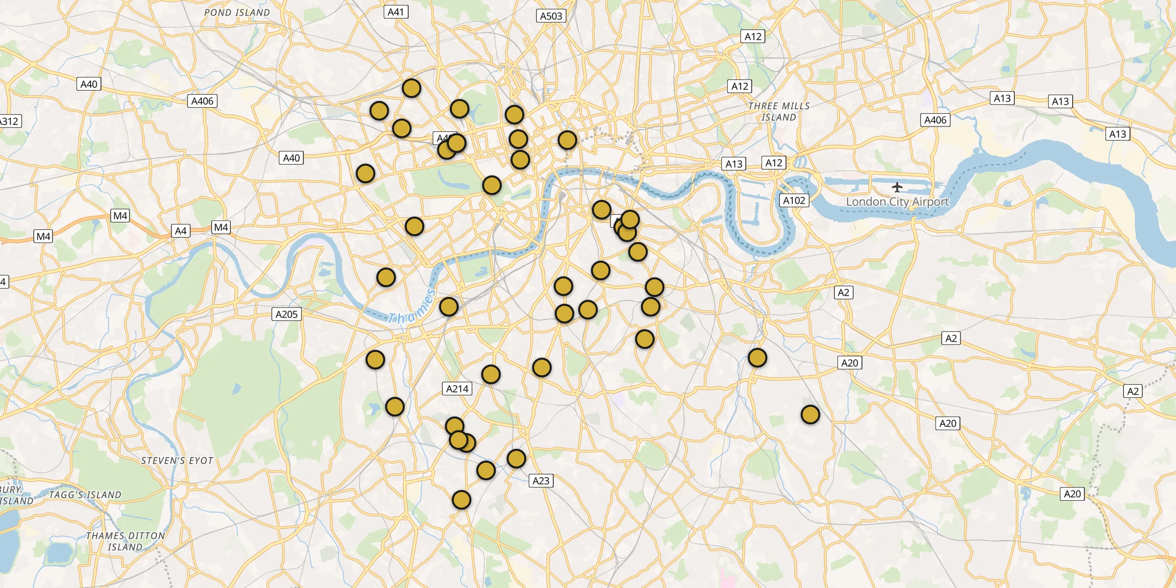Carte des mosquées à Londres
