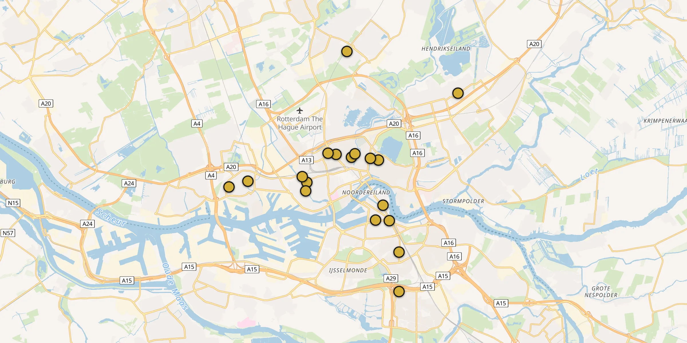 Carte des mosquées à Rotterdam