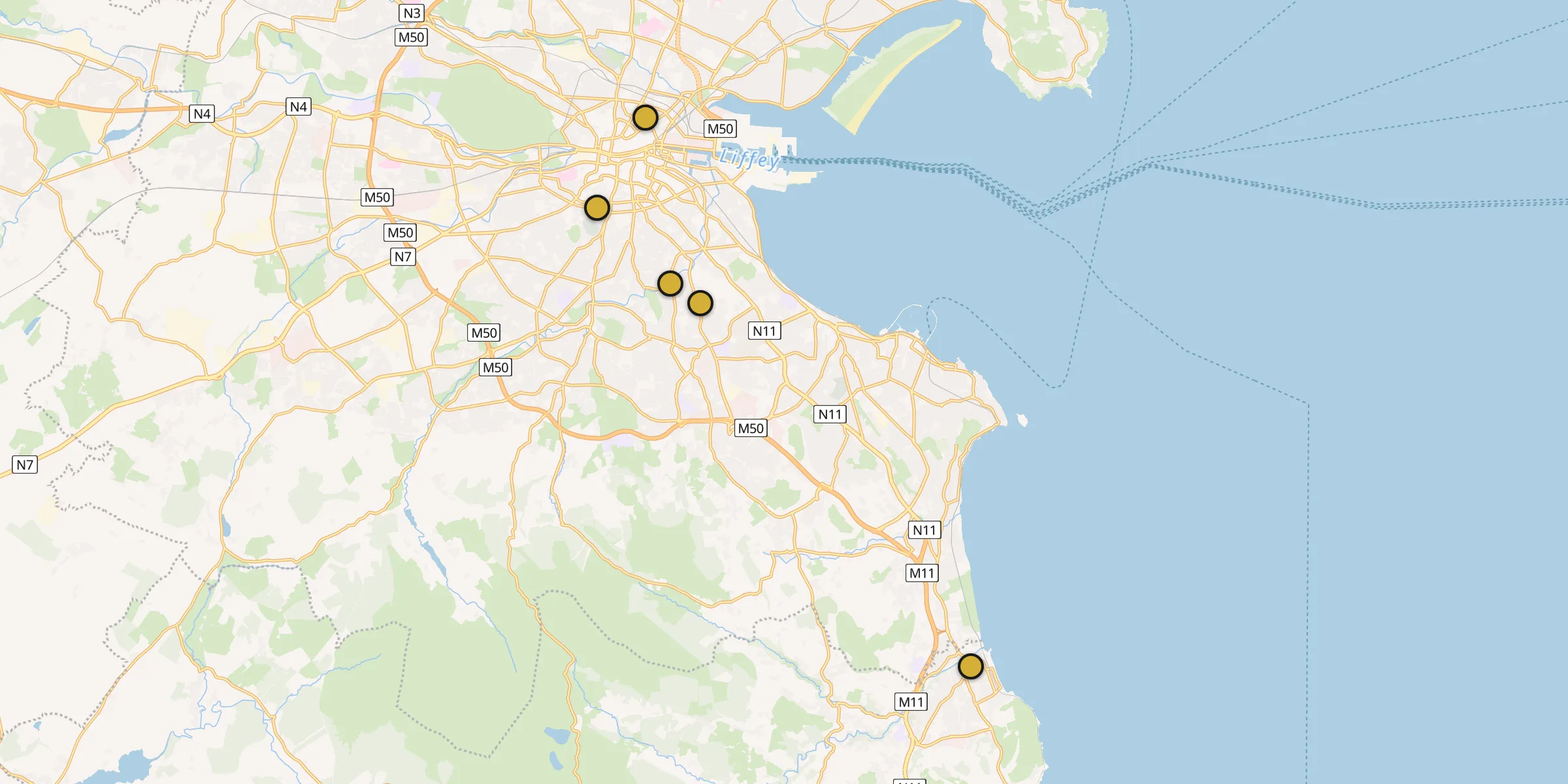 Carte des mosquées à Dublin