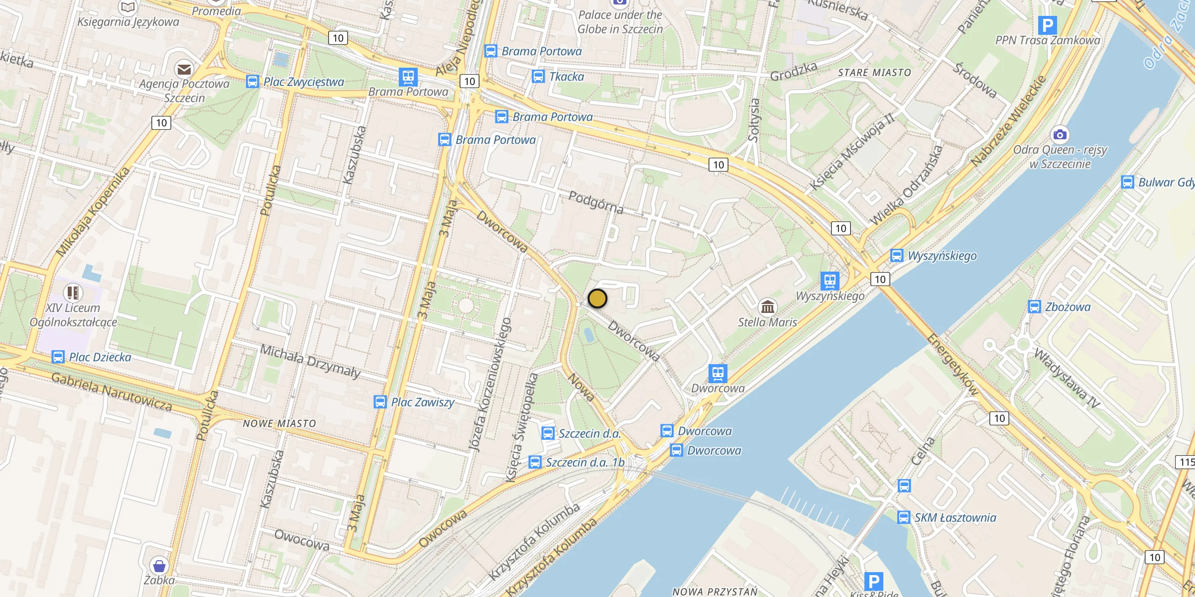 Plan des mosquées à Szczecin : cliquez sur un point pour voir la fiche