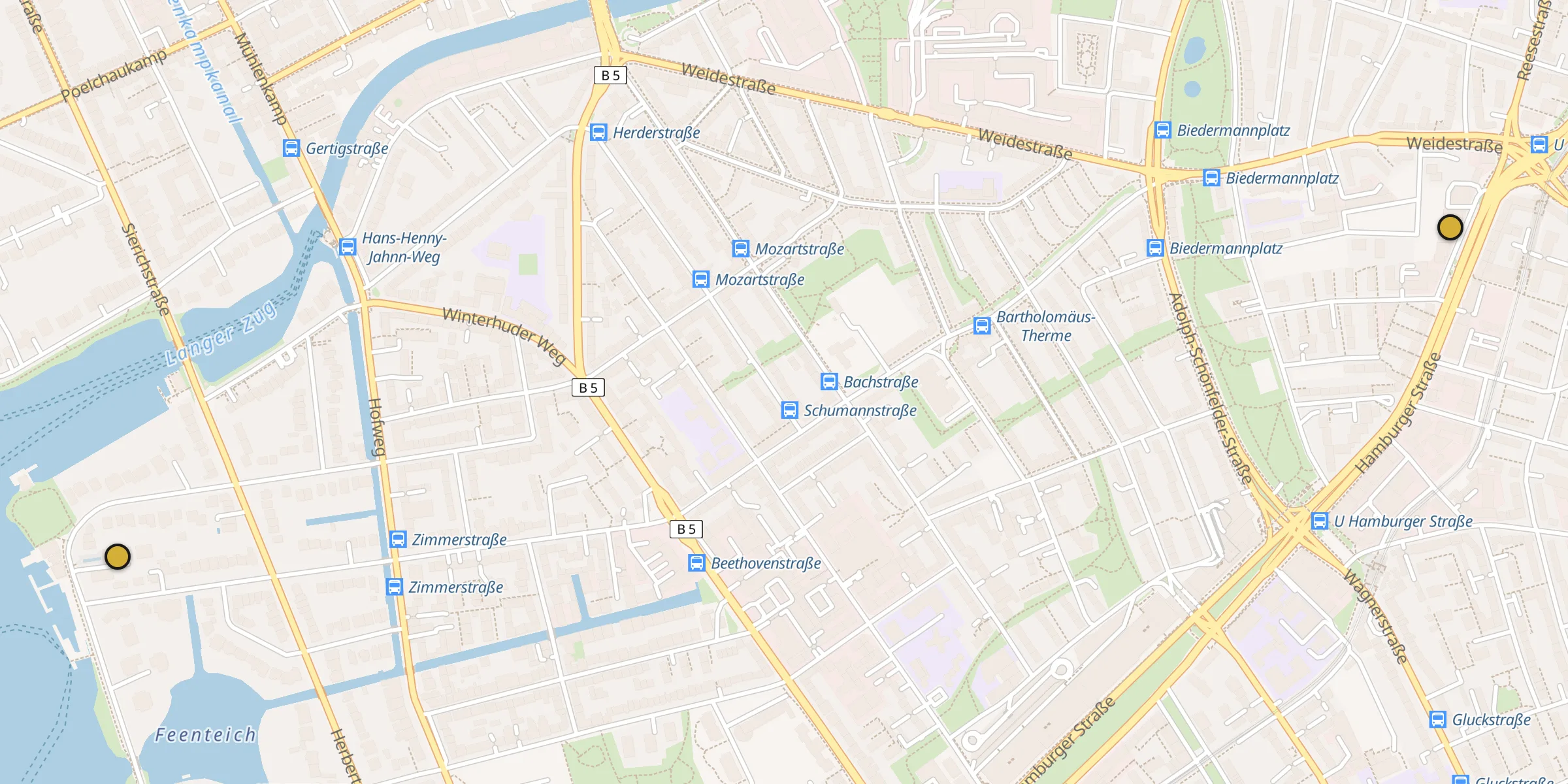 Carte des mosquées à Hambourg