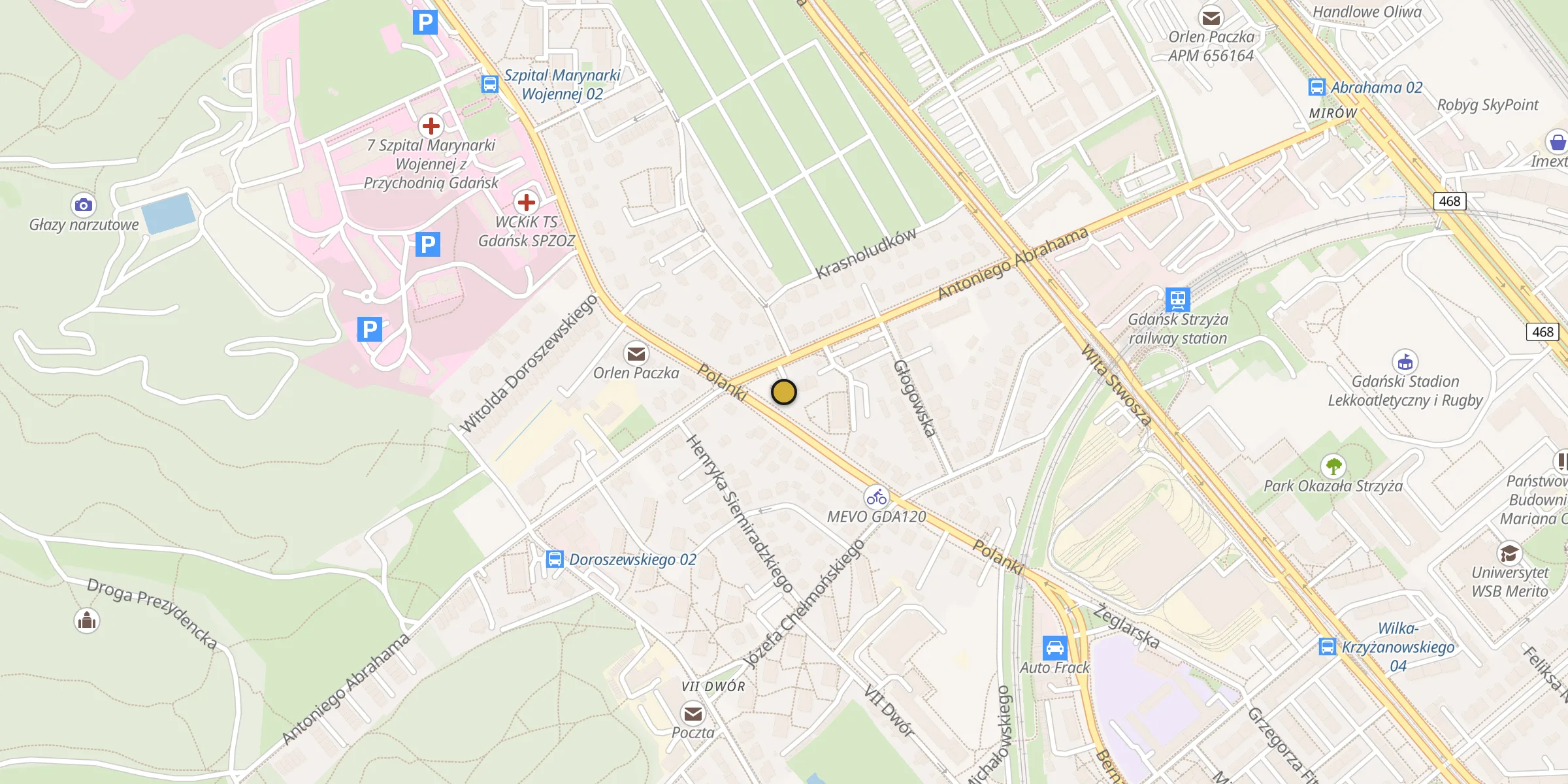 Plan des mosquées à Gdańsk : cliquez sur un point pour voir la fiche