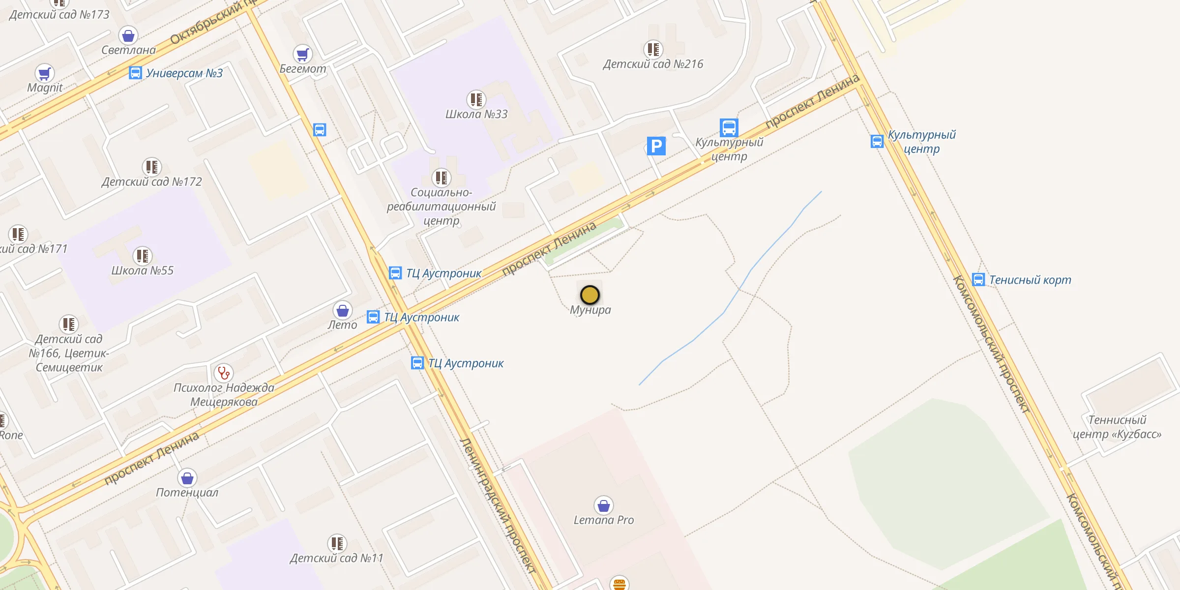 Plan des mosquées à Kemerovo : cliquez sur un point pour voir la fiche