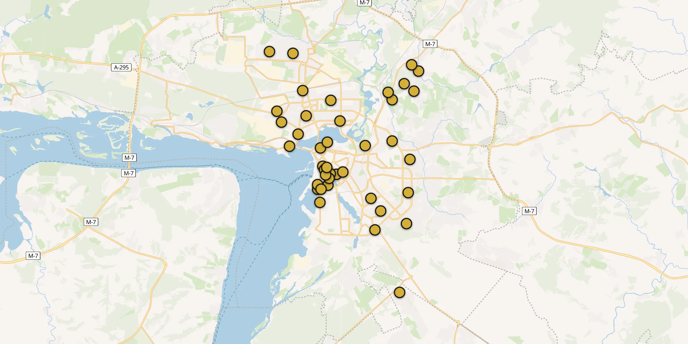 Carte des mosquées à Kazan