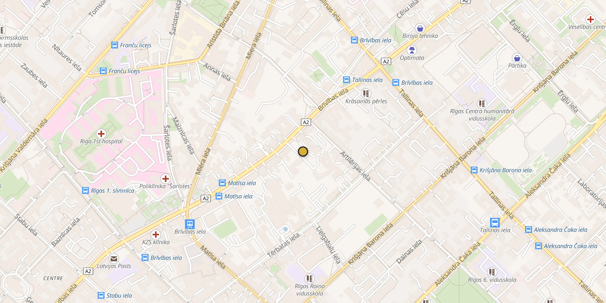 Plan des mosquées à Riga : cliquez sur un point pour voir la fiche