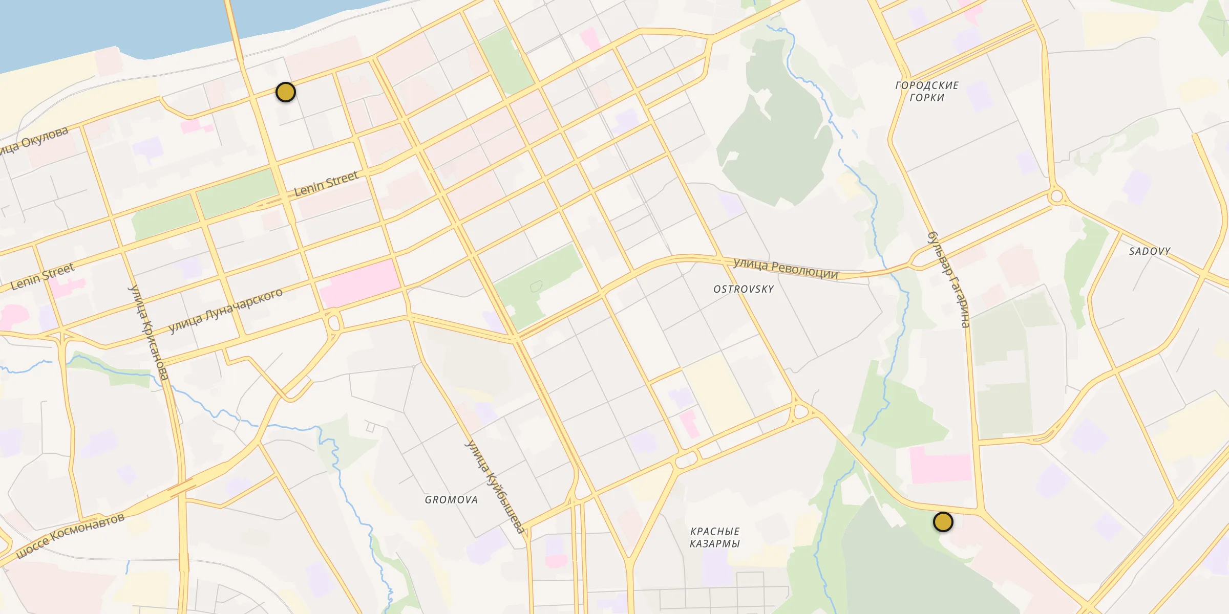 Plan des mosquées à Perm : cliquez sur un point pour voir la fiche