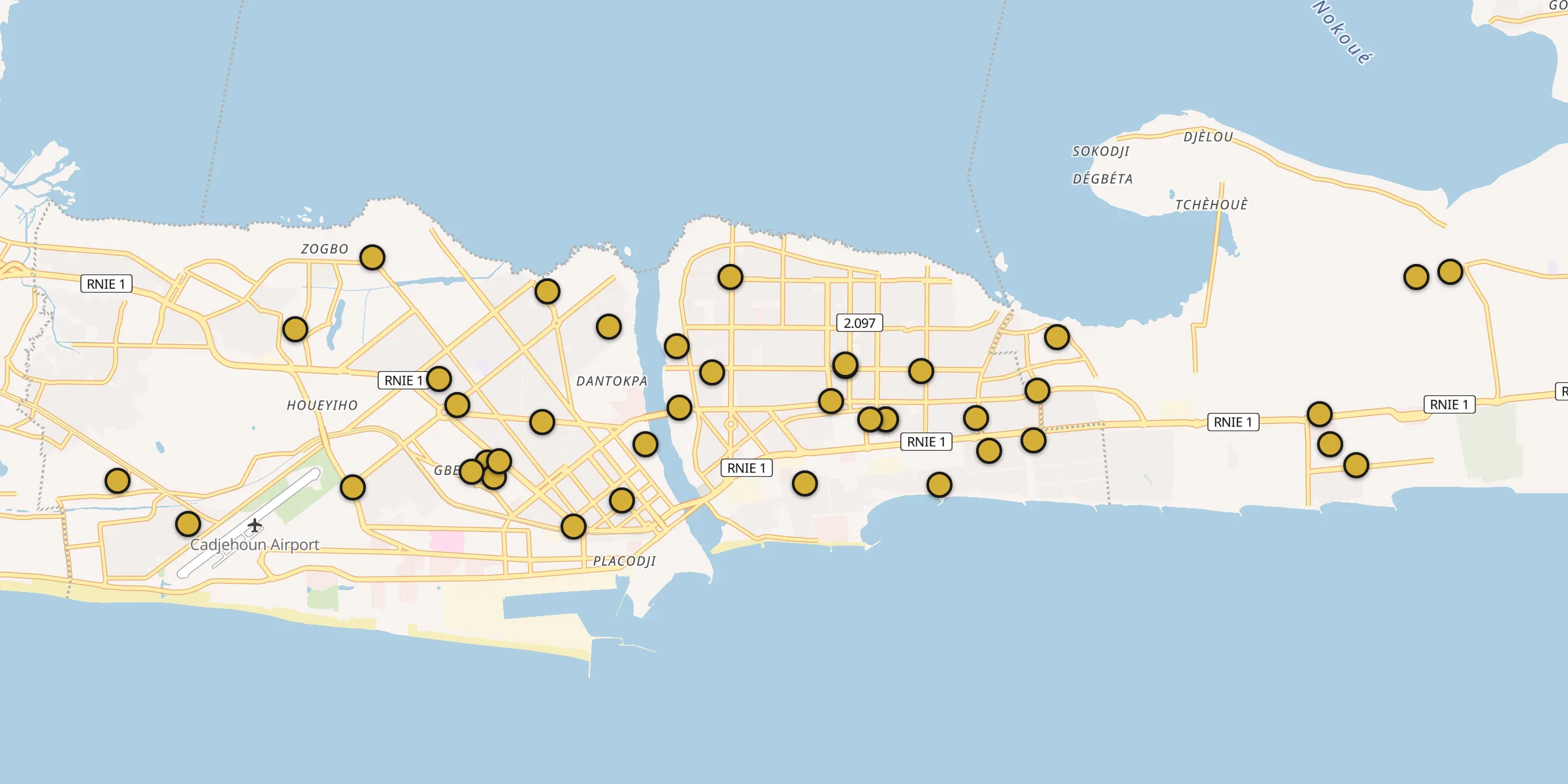 Carte des mosquées à Cotonou