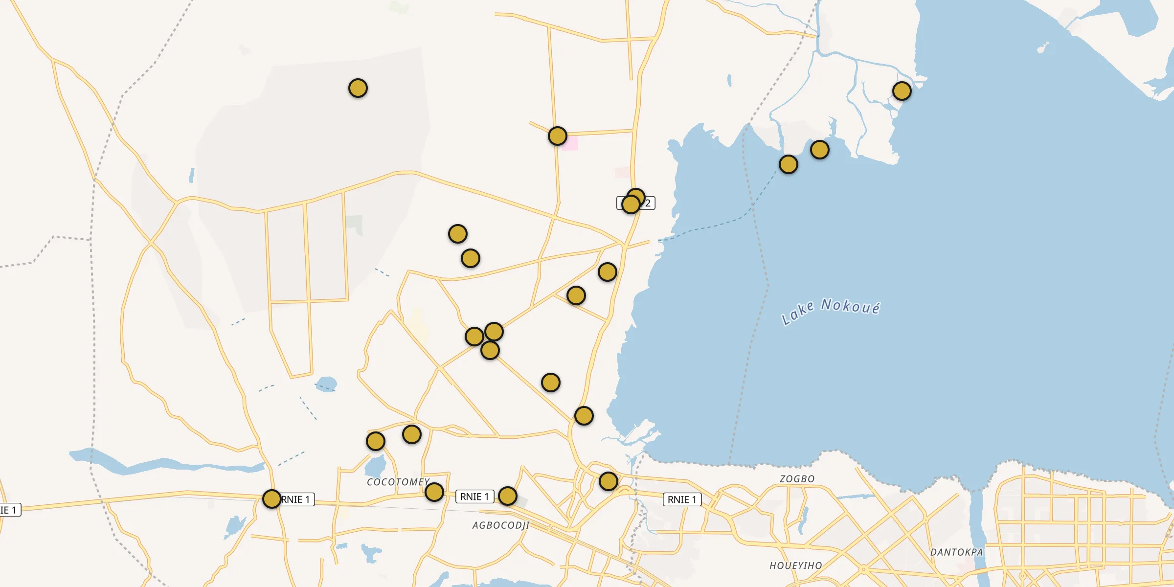Carte des mosquées à Abomey-Calavi