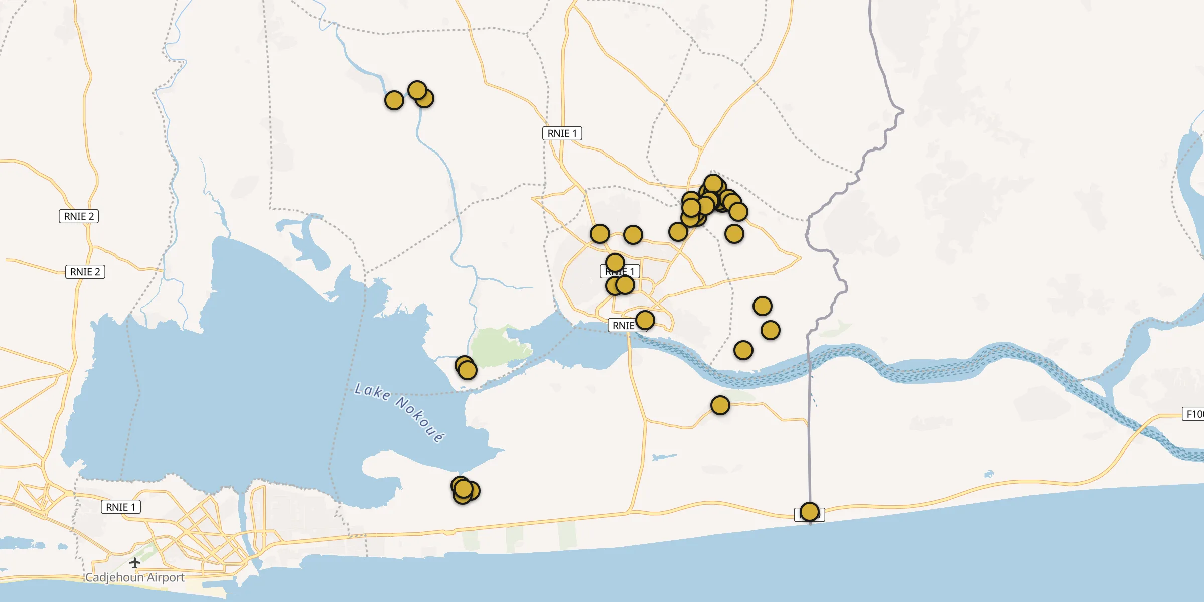 Carte des mosquées à Porto Novo