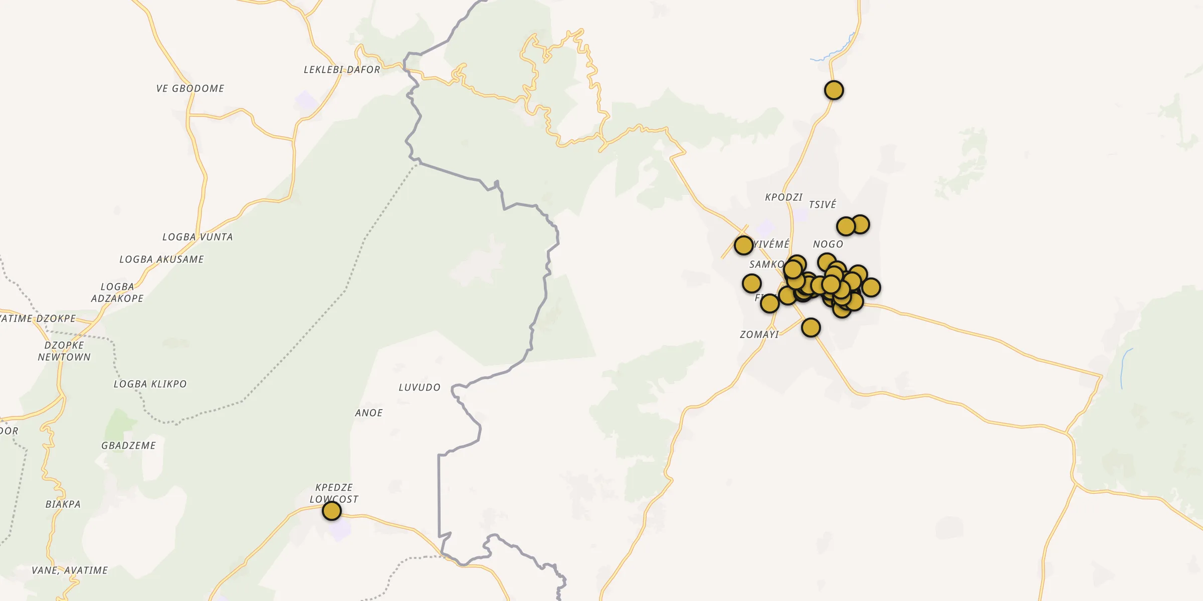 Plan des mosquées à Kpalimé : cliquez sur un point pour voir la fiche