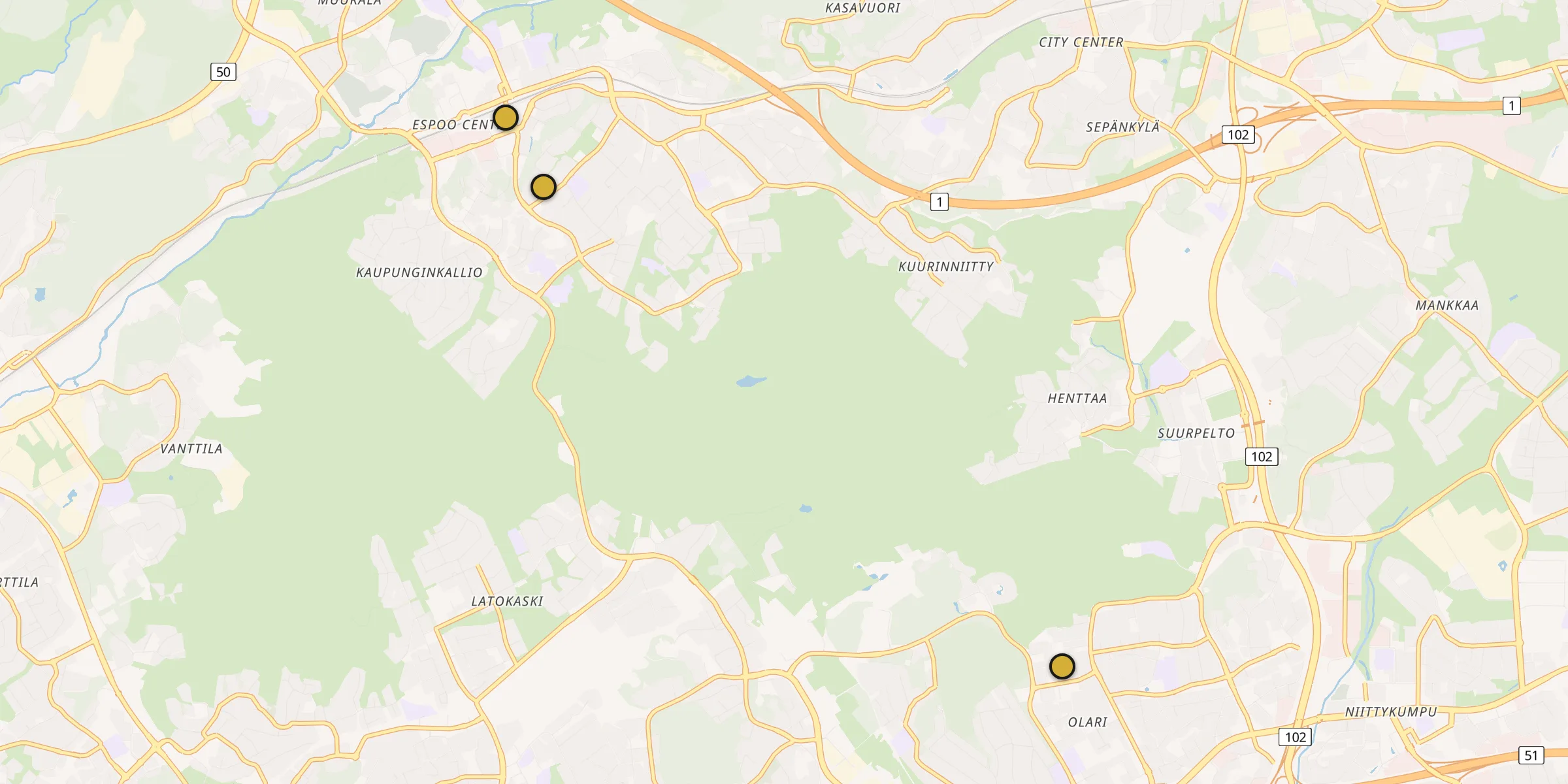 Carte des mosquées à Espoo