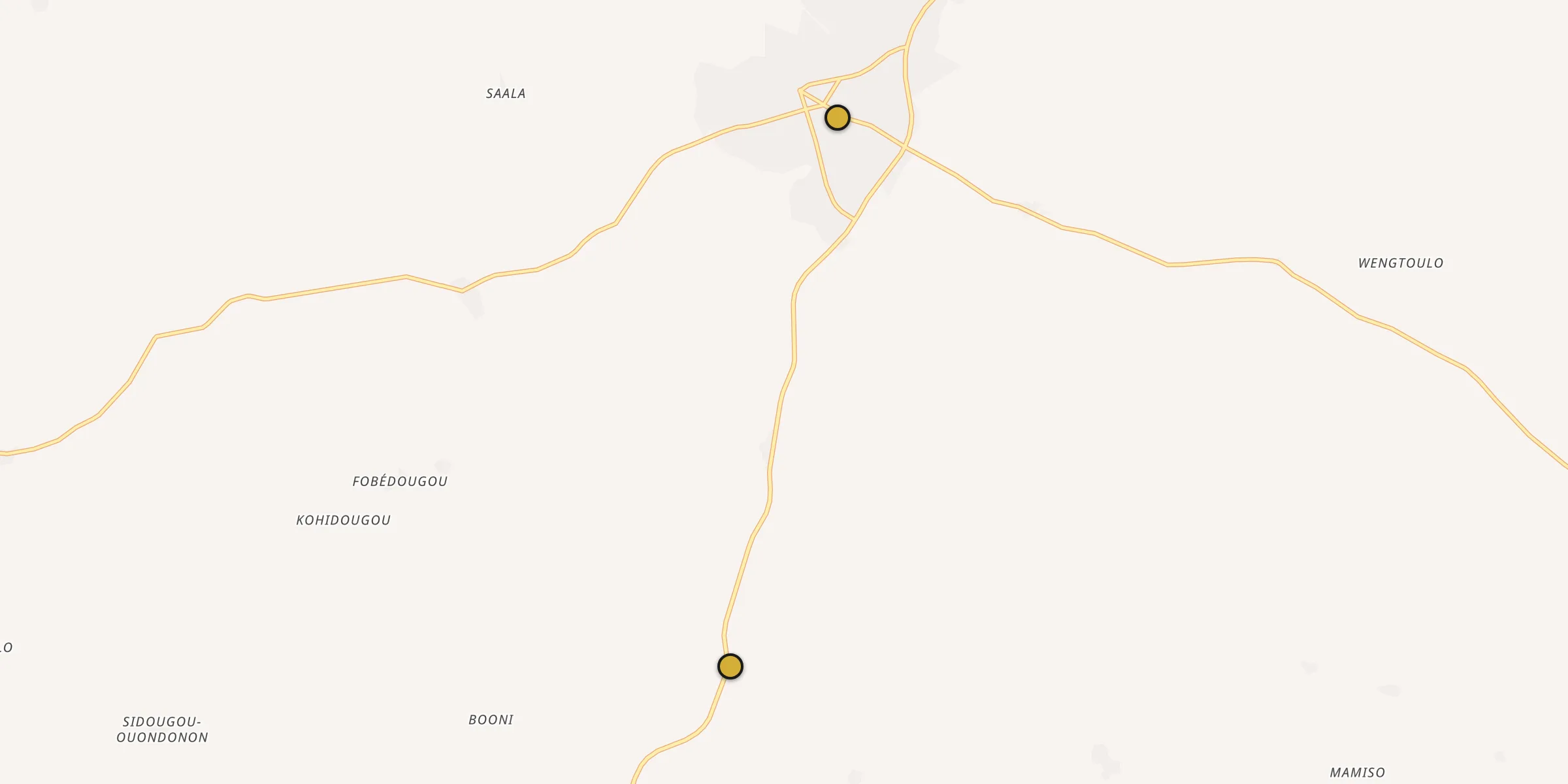 Plan des mosquées à Touba : cliquez sur un point pour voir la fiche