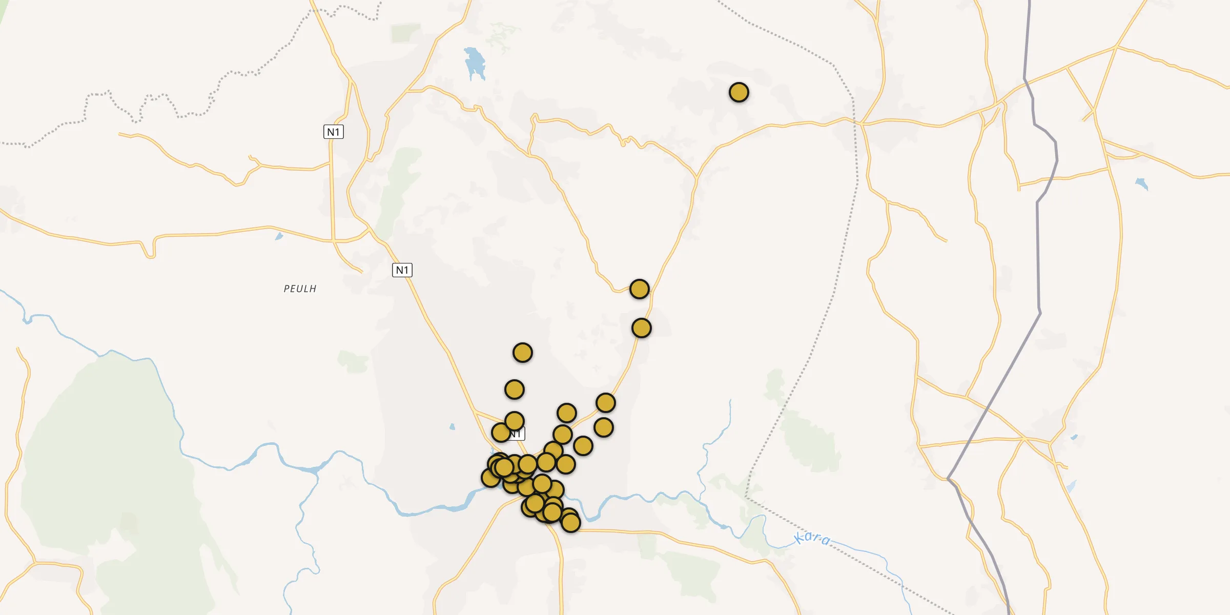 Carte des mosquées à Kara