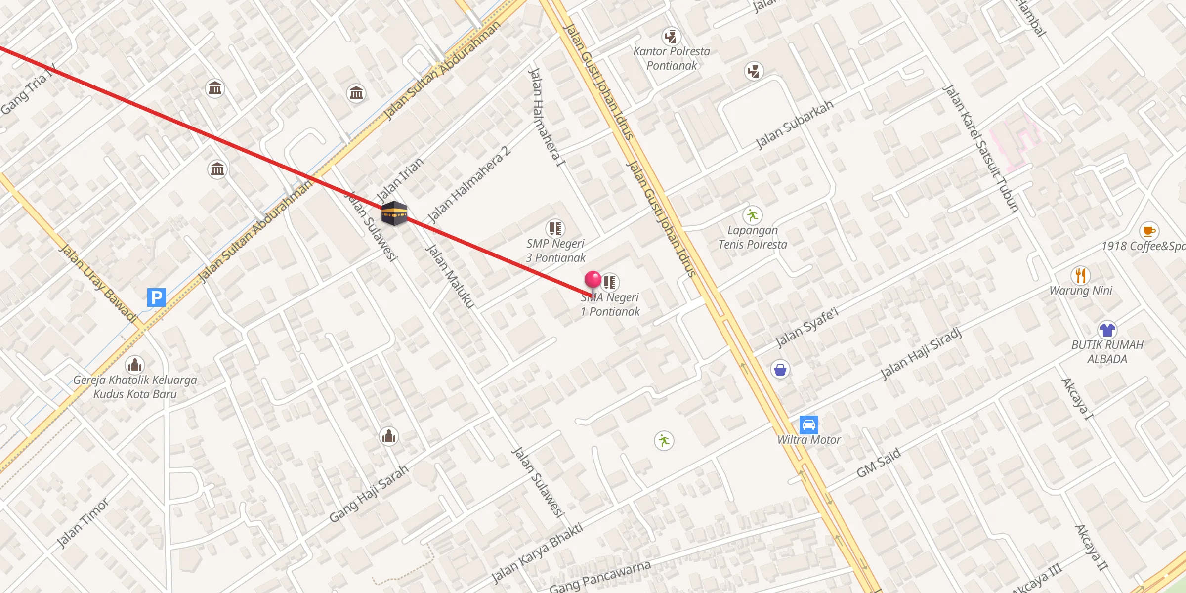 Carte de localisation : Masjid SMAN 1 Pontianak