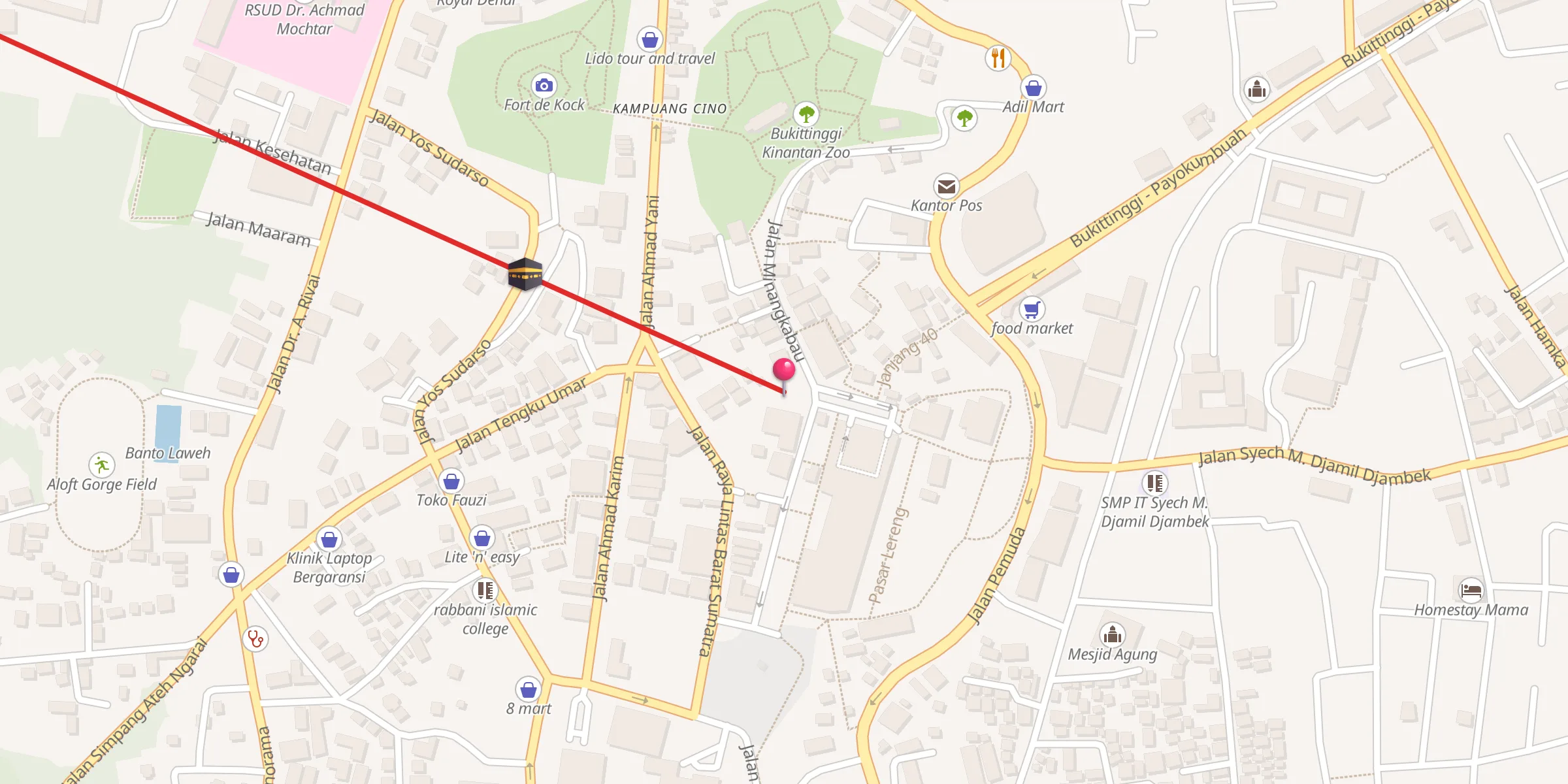 Carte de localisation : Masjid Raya Bukittinggi