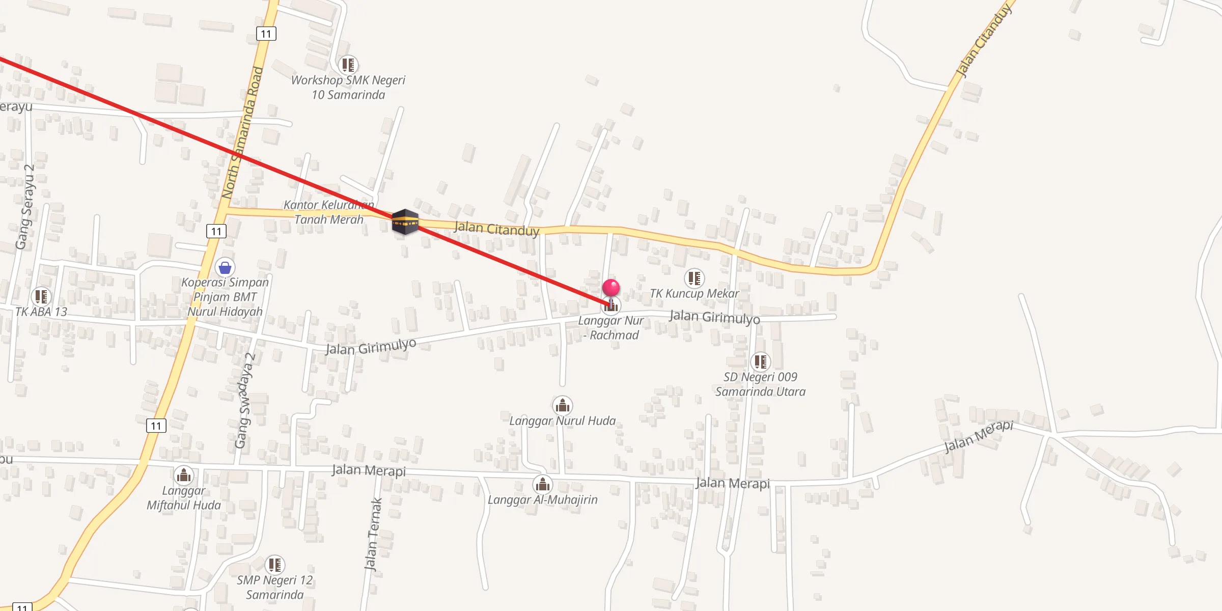 Carte de localisation : Langgar Nur - Rachmad