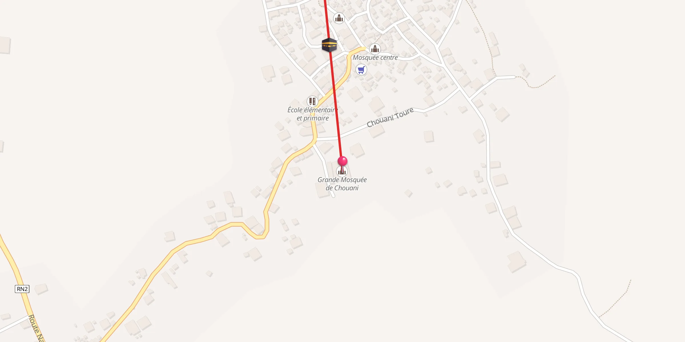 Carte de localisation : Grande Mosquée de Chouani المسجد الأعظم في شواني