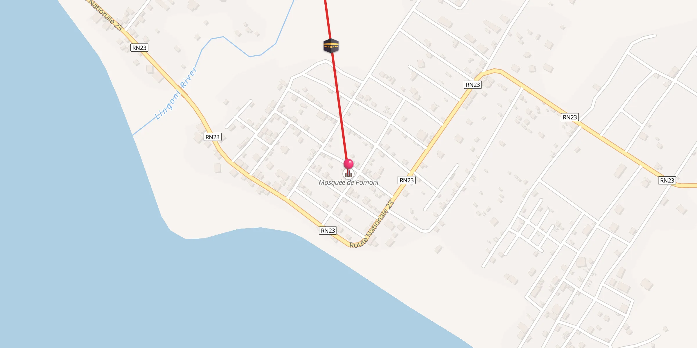 Carte de localisation : Mosquée de Pomoni مسجد بوموني