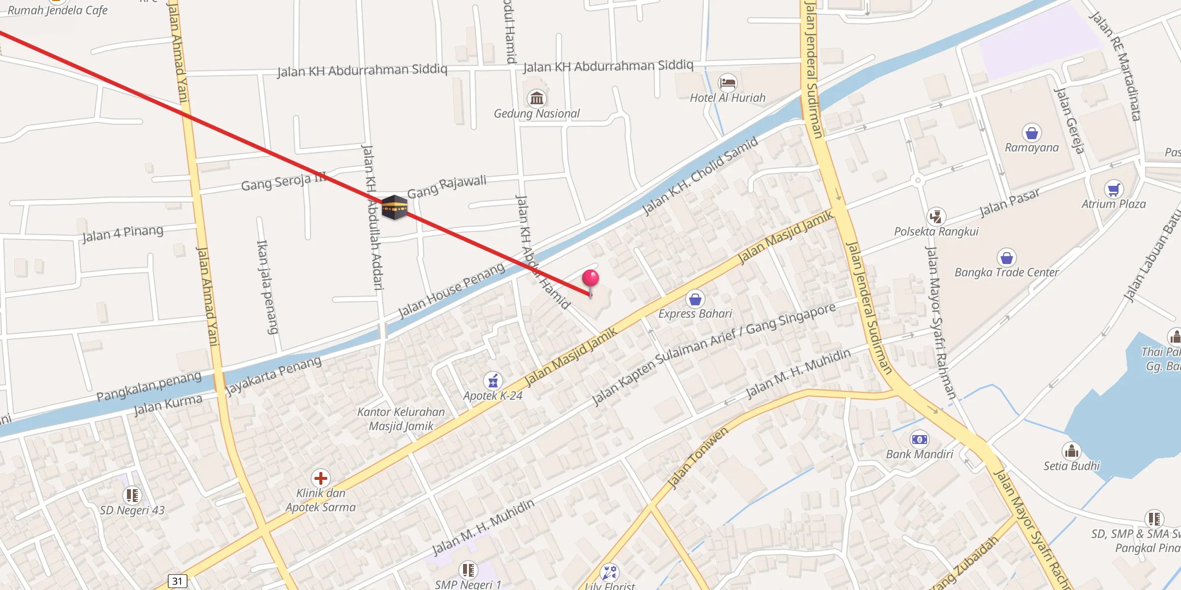 Carte de localisation : Masjid Jamik Pangkalpinang
