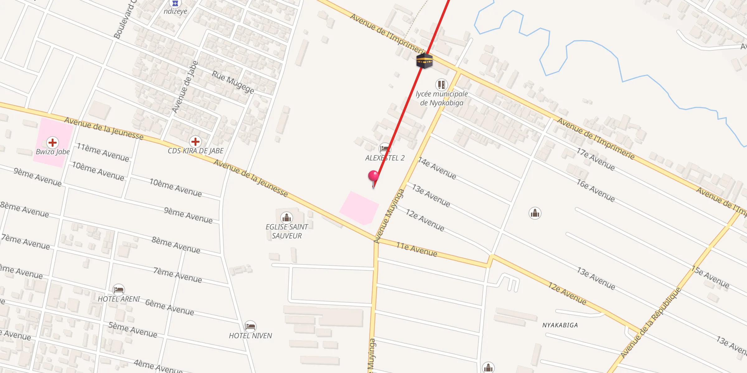 Carte de localisation : LA GRANDE MOSQUE NYAKABIGA