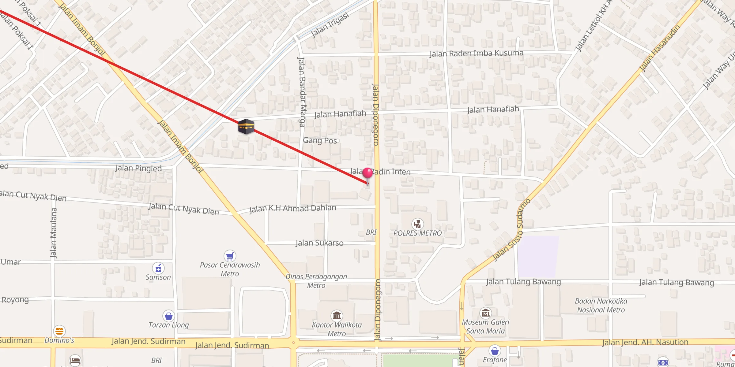 Carte de localisation : Gedung Dakwah Muhammadiyah Metro