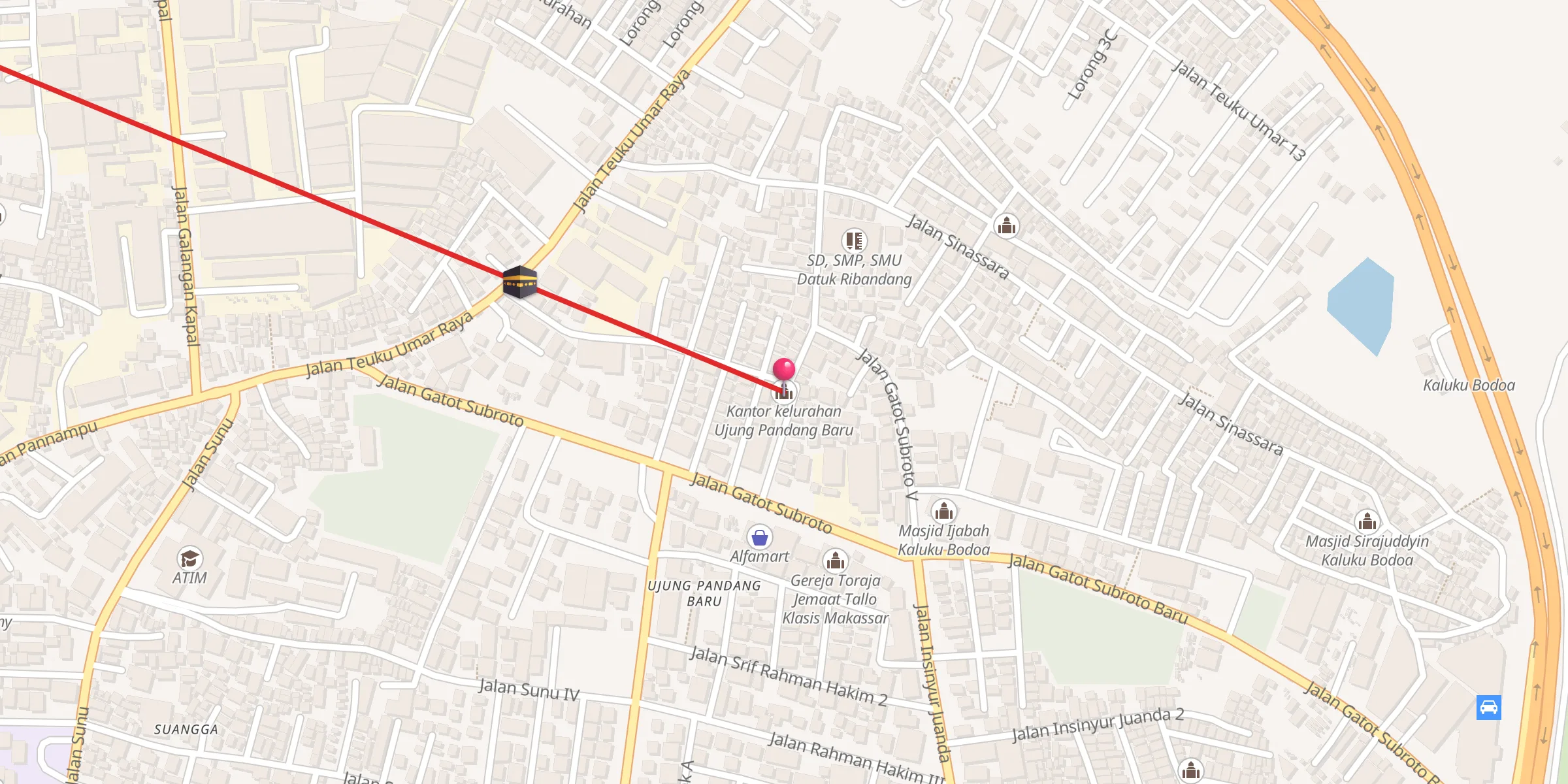 Carte de localisation : Kantor kelurahan Ujung Pandang Baru