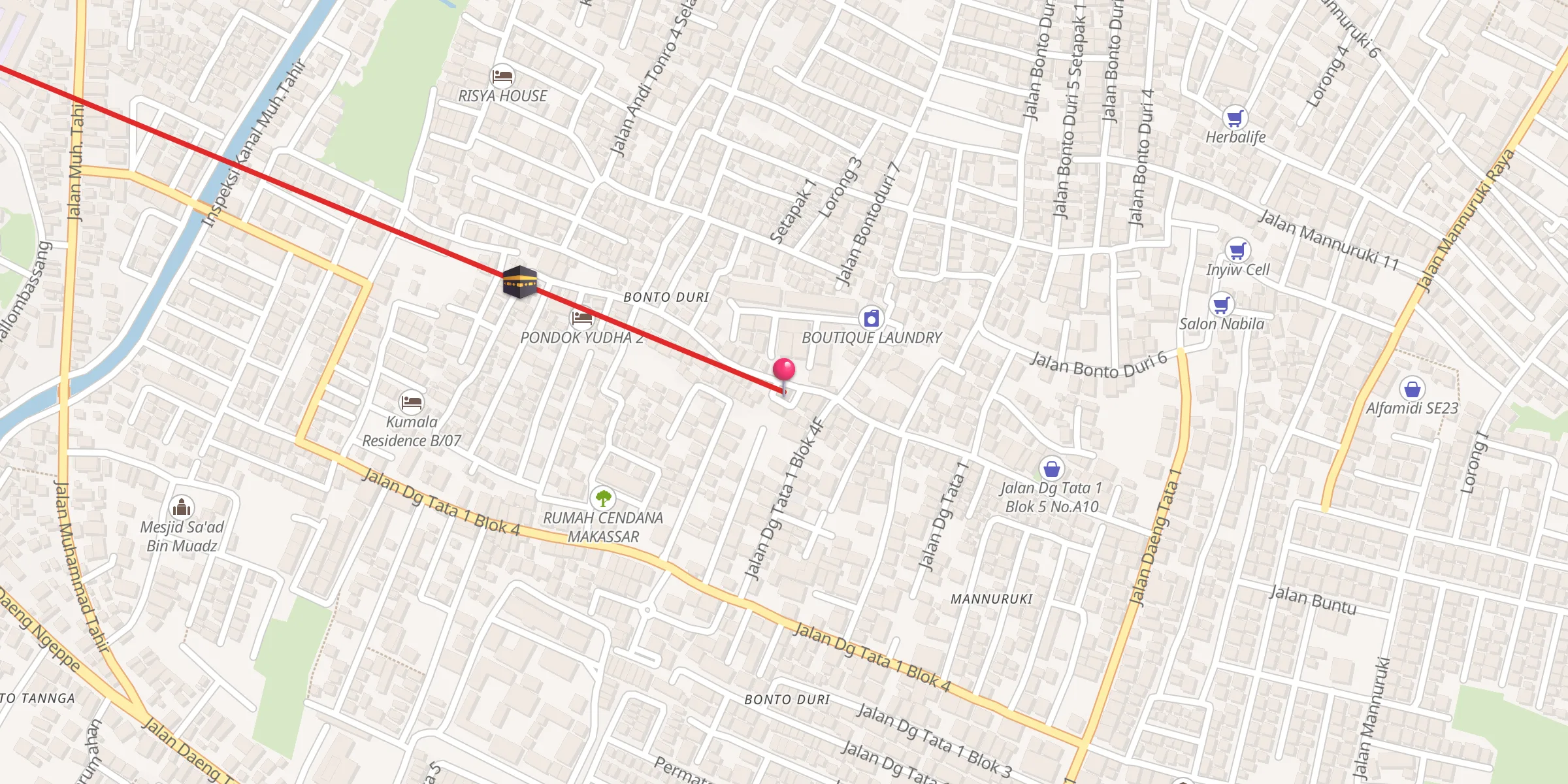 Carte de localisation : MASJID BABUSSALAM Dg Tata 1
