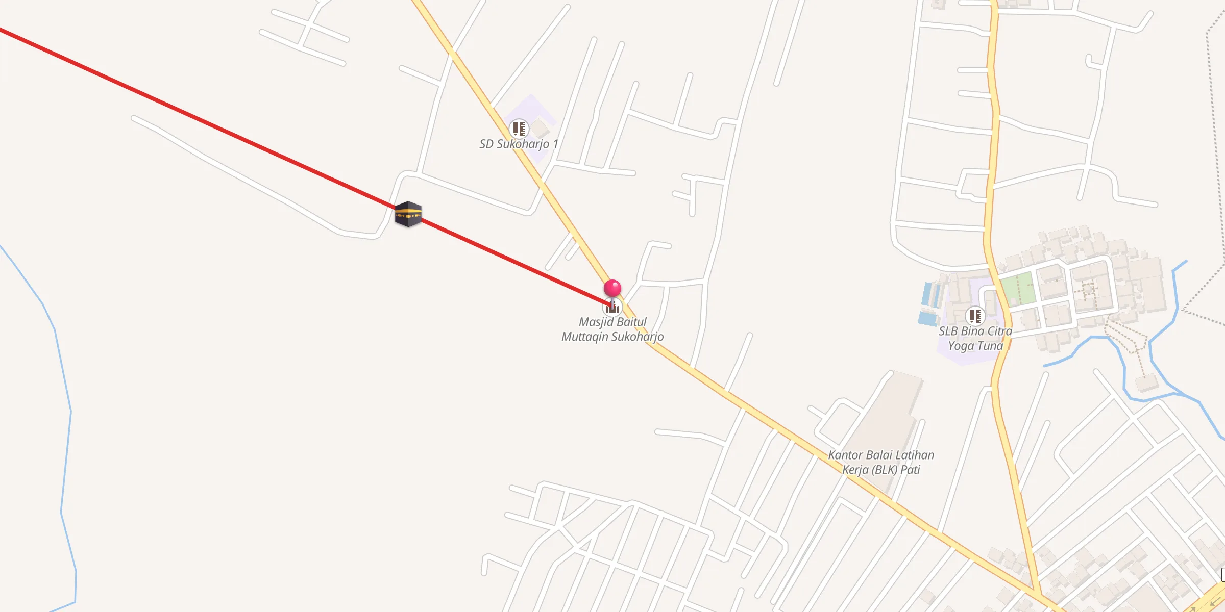 Carte de localisation : Masjid Baitul Muttaqin Sukoharjo
