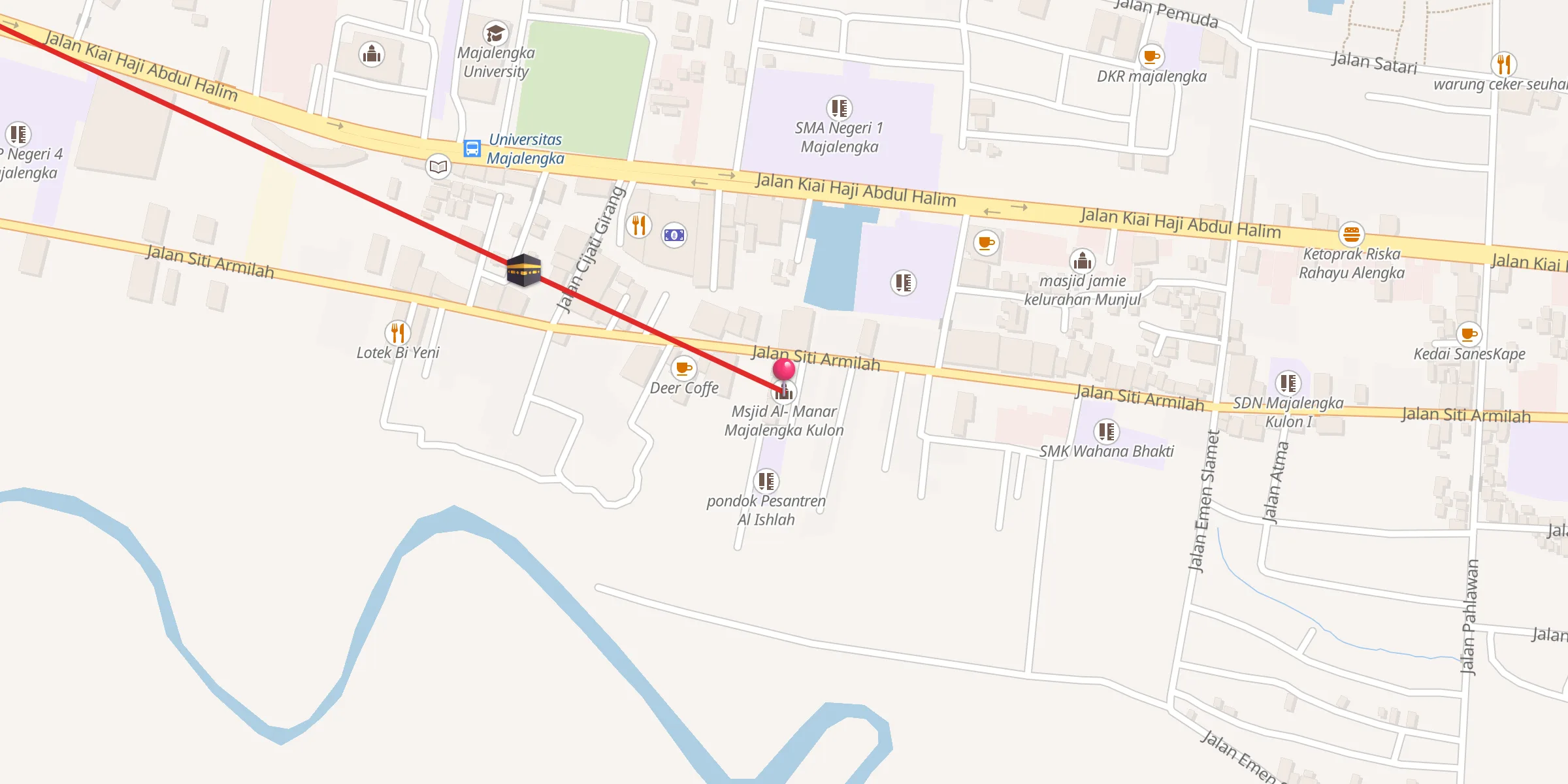 Carte de localisation : Msjid Al- Manar Majalengka Kulon