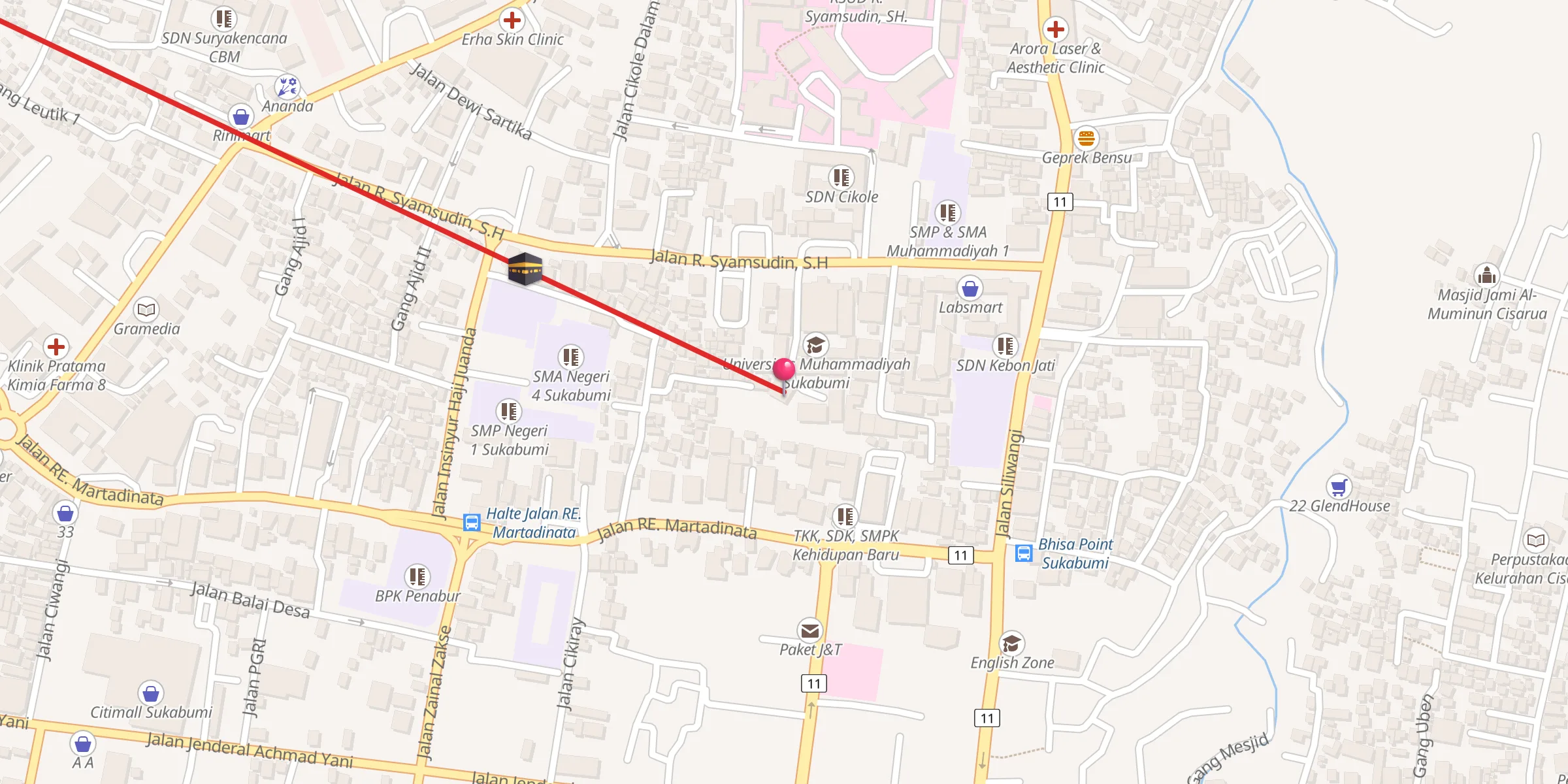 Carte de localisation : Masjid AL-UMM Universitas Muhammadiyah Sukabumi