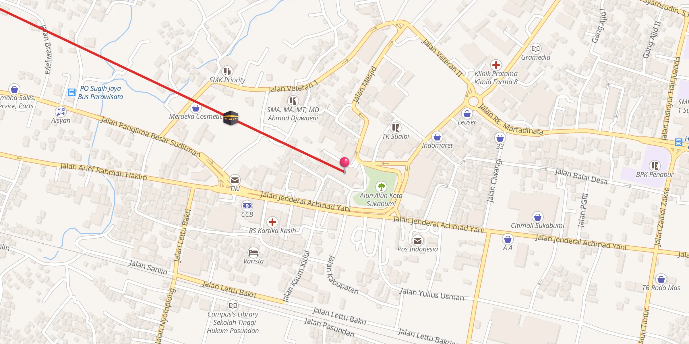 Carte de localisation : Mesjid Agung Sukabumi