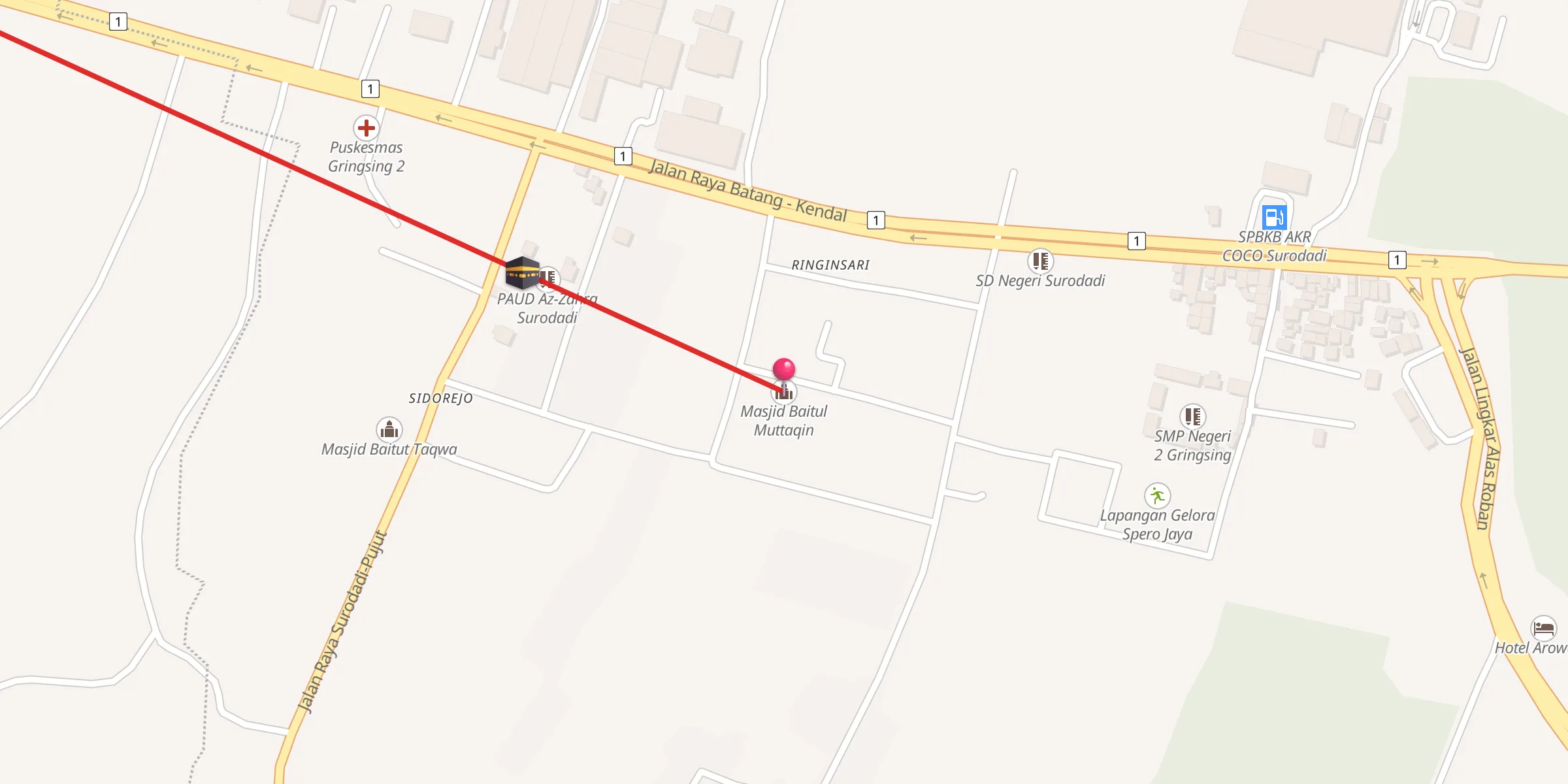 Carte de localisation : Masjid Baitul Muttaqin ꦩꦱ꧀ꦗꦶꦢ꧀ꦧꦻꦠꦸꦭ꧀ꦩꦸꦠ꧀ꦠꦐꦶꦤ꧀