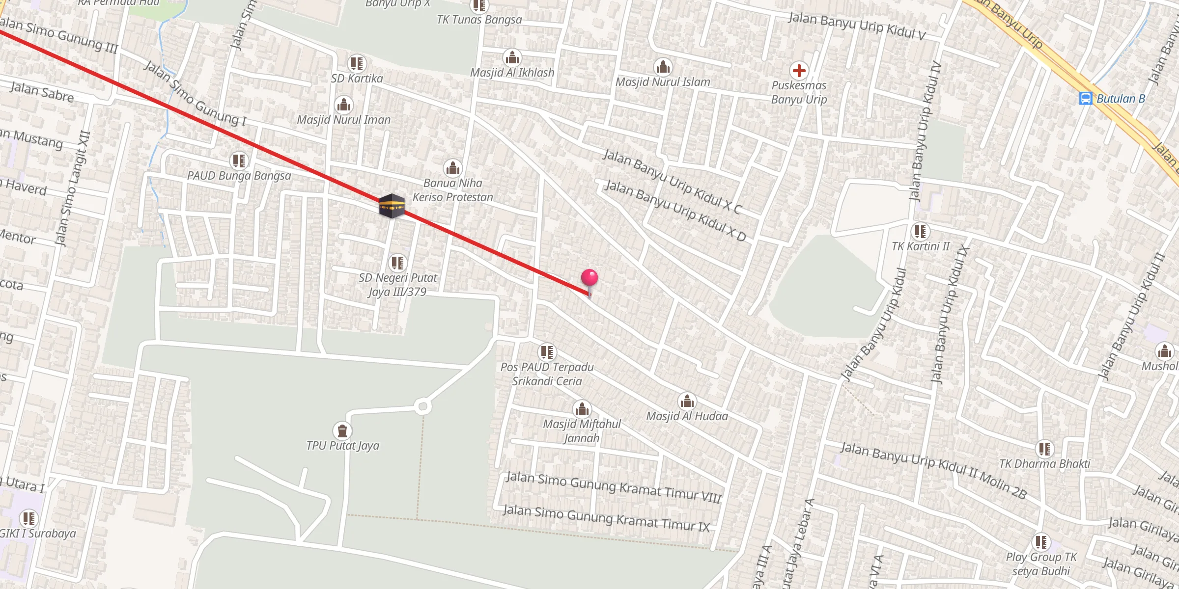Carte de localisation : 12A, Musholla Al - Muttaqin Jalan Simo Gunung Kramat Timur I