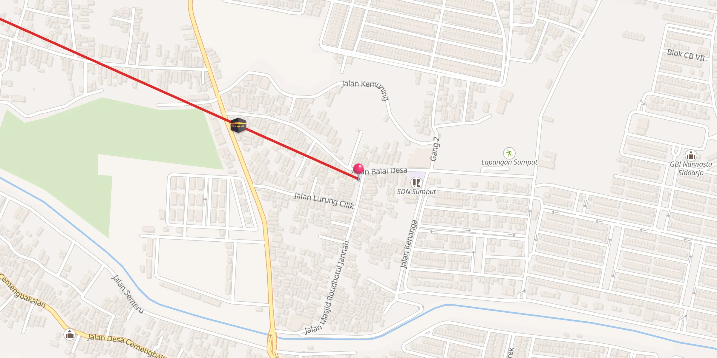 Carte de localisation : Mushollah Al Mubarokah