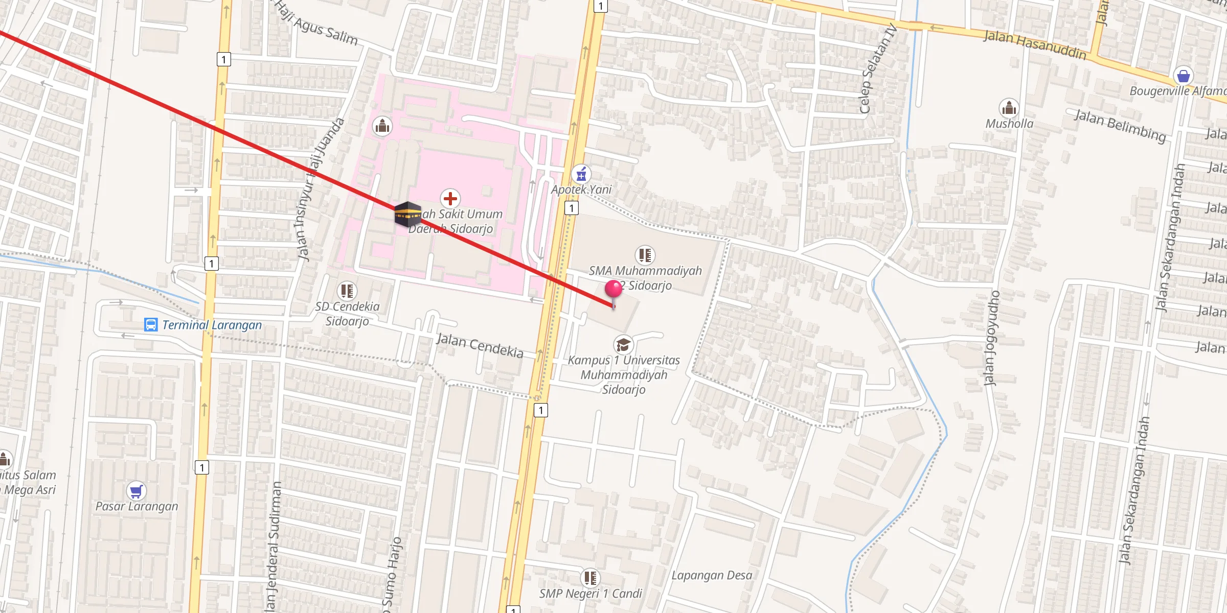 Carte de localisation : Masjid An-Nur Kampus 1 Universitas Muhammadiyah Sidoarjo