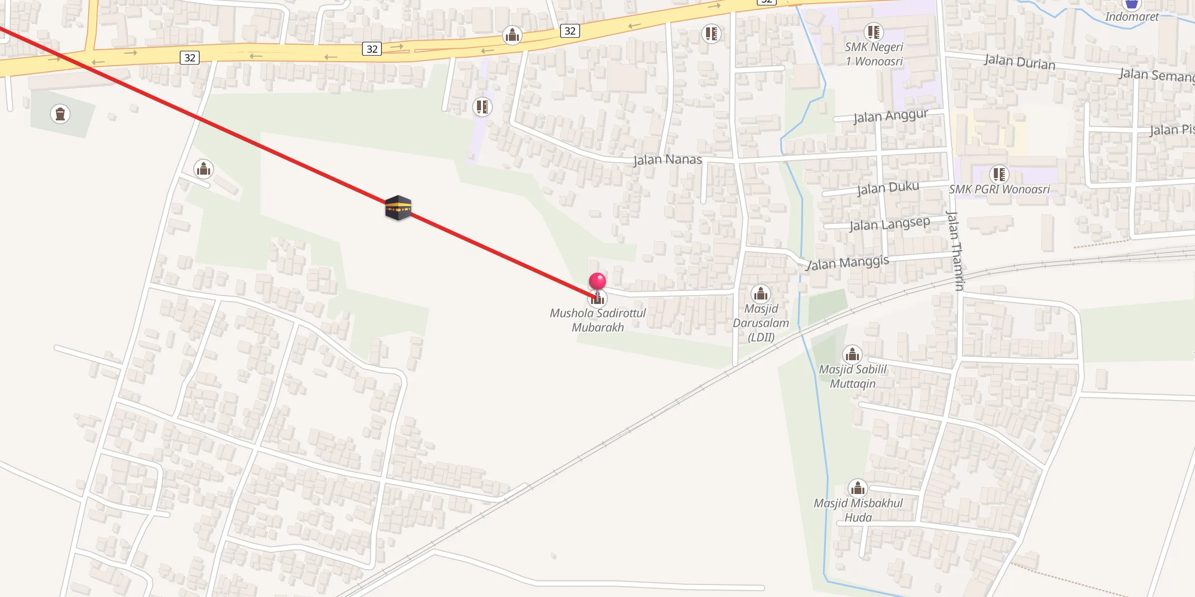 Carte de localisation : Mushola Sadirottul Mubarakh