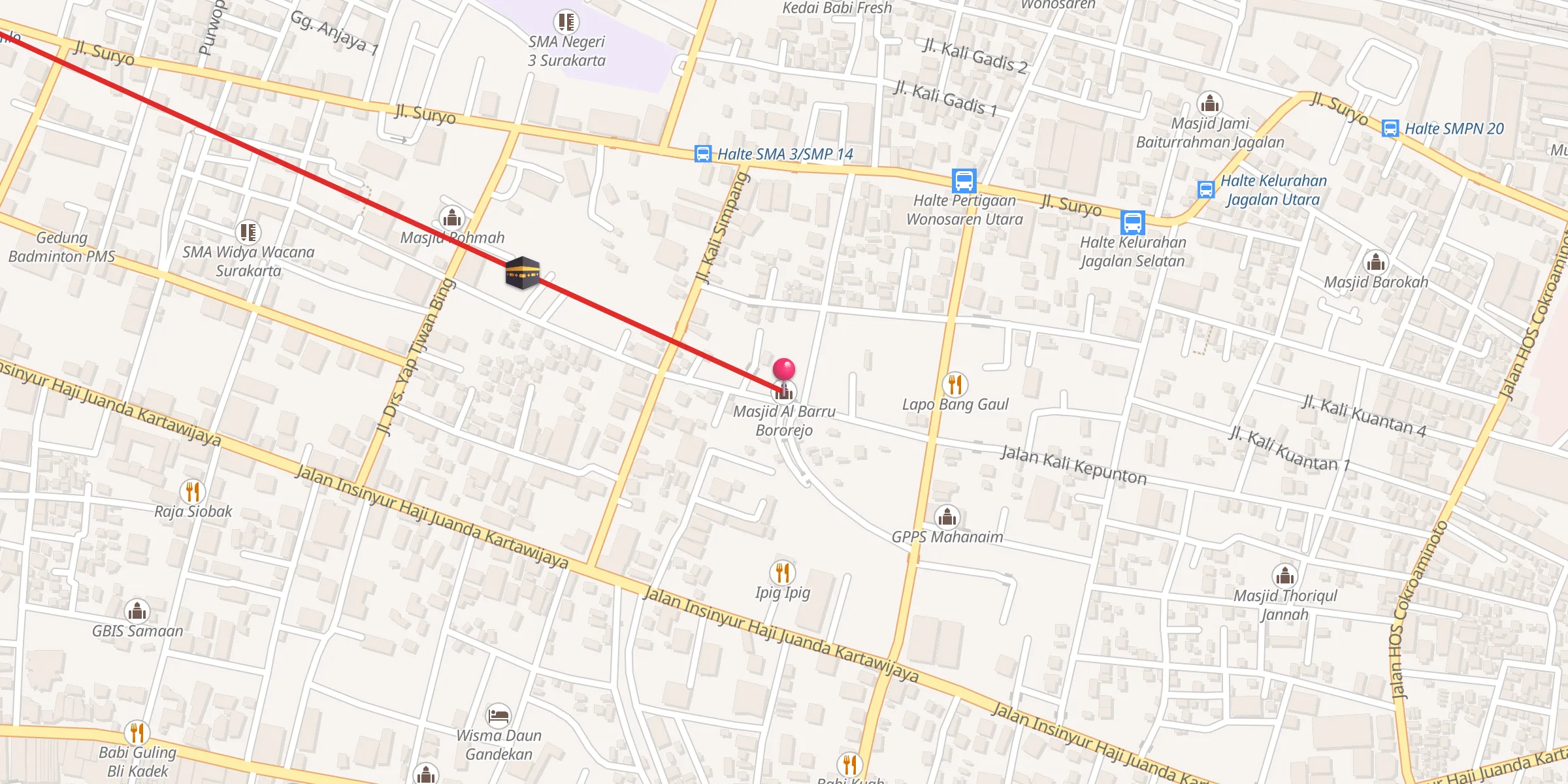 Carte de localisation : Masjid Al Barru Bororejo