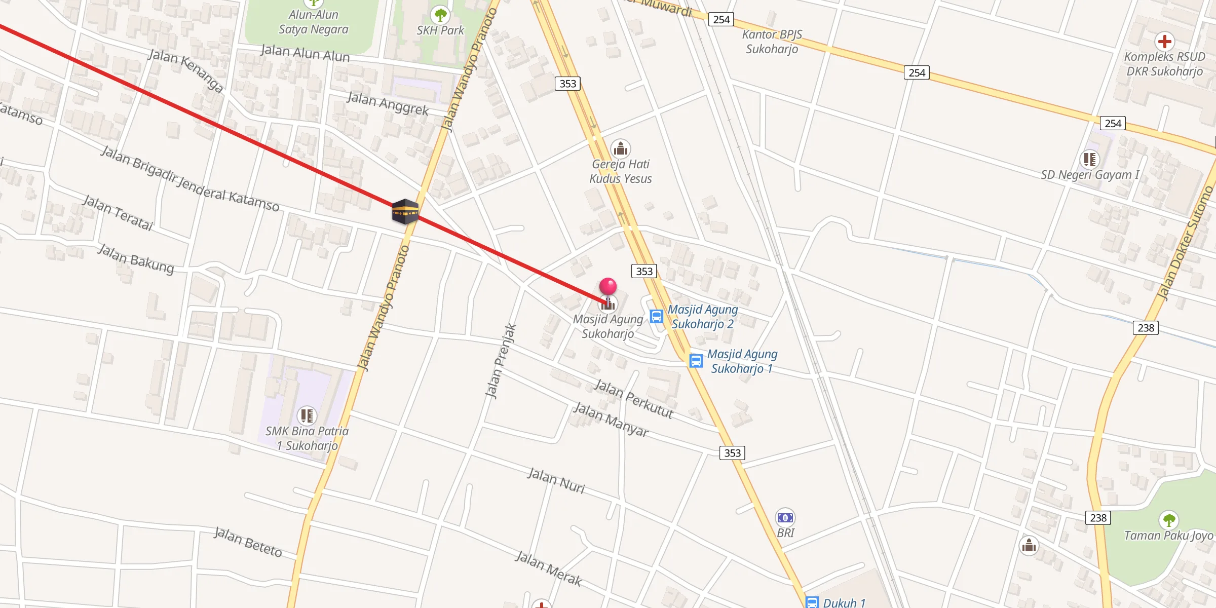 Carte de localisation : Masjid Agung Sukoharjo